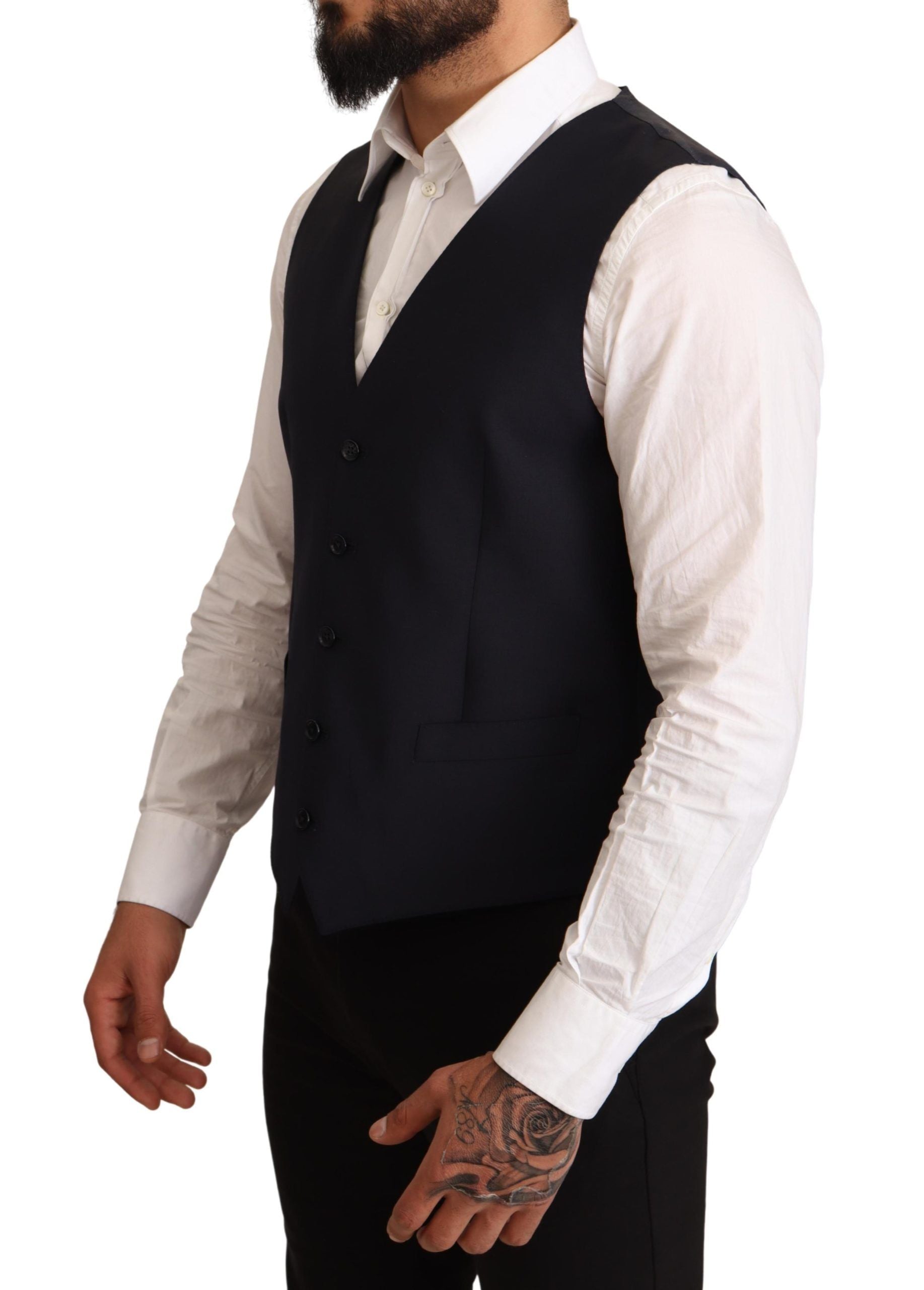 Costum elegant Dolce &amp; Gabbana Martini din amestec de lână albastru închis