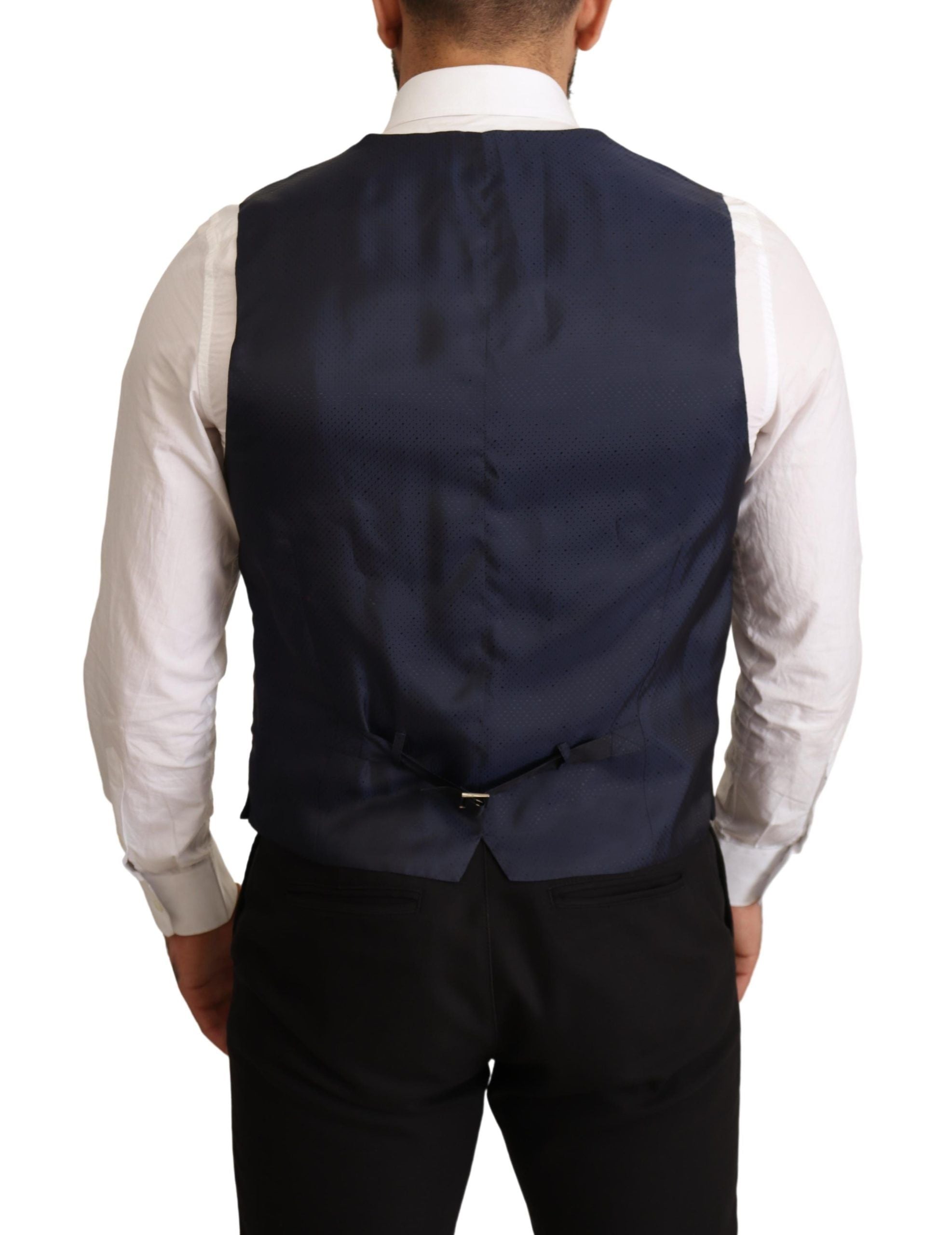 Costum elegant Dolce &amp; Gabbana Martini din amestec de lână albastru închis