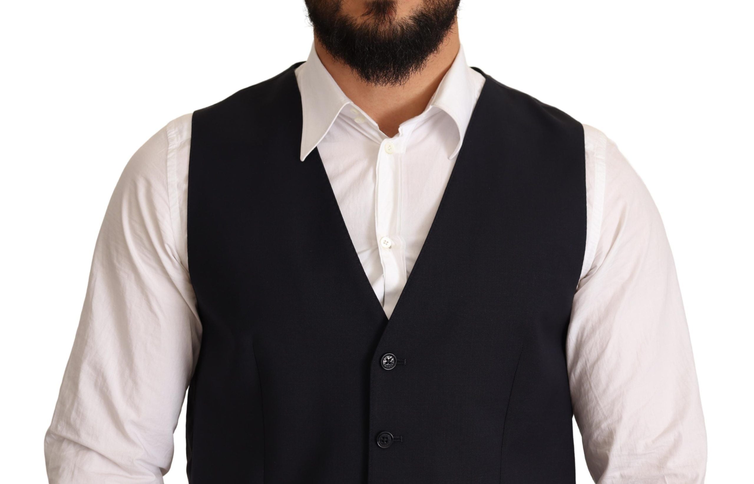 Costum elegant Dolce &amp; Gabbana Martini din amestec de lână albastru închis