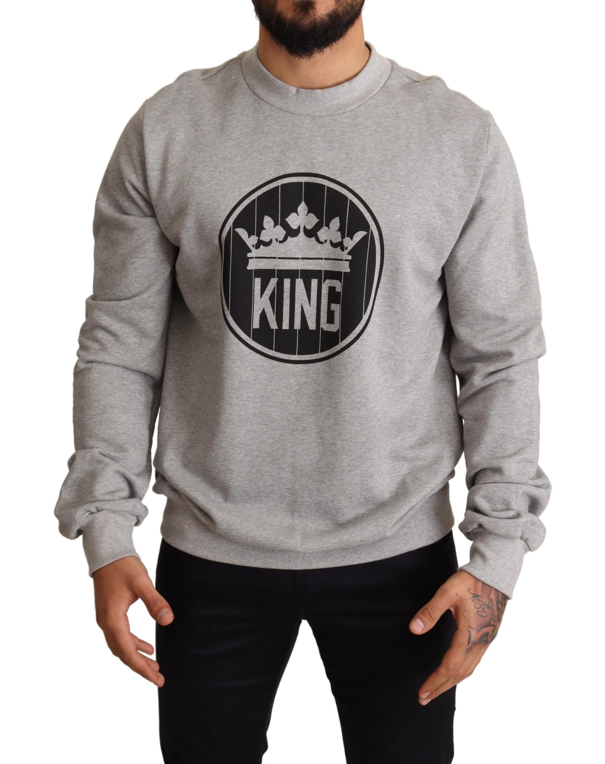 Pulover Dolce &amp; Gabbana Regal Crown din bumbac - Gri sofisticat
