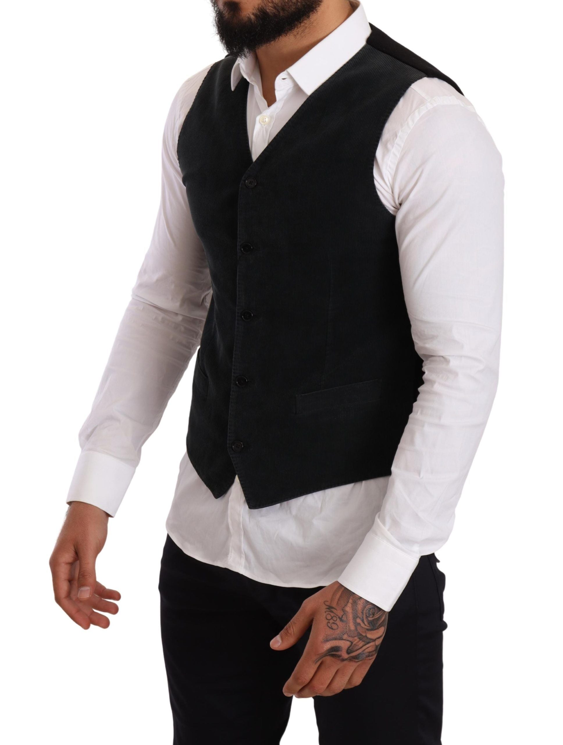 Vestă elegantă din bumbac negru Dolce &amp; Gabbana