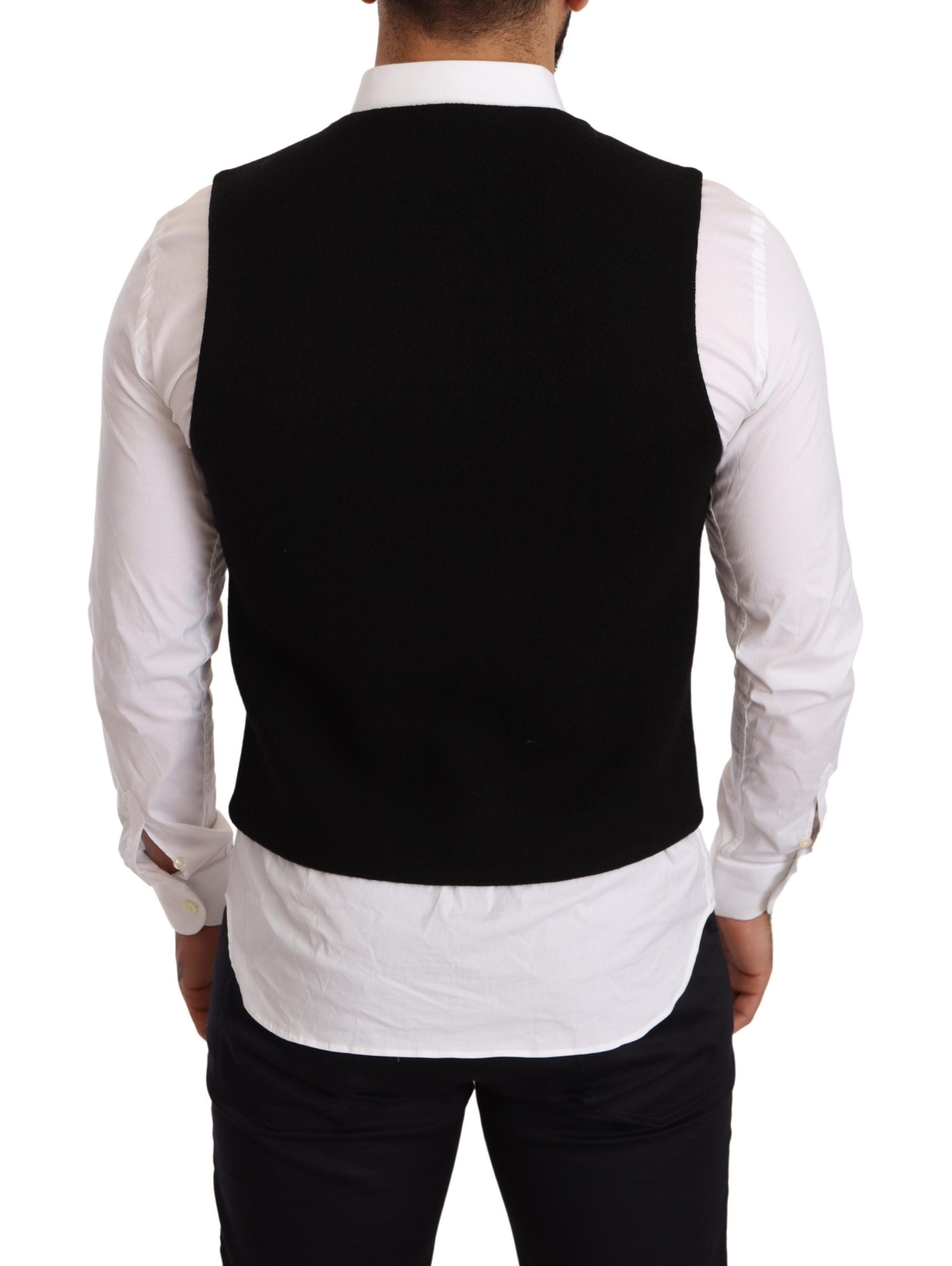 Vestă elegantă din bumbac negru Dolce &amp; Gabbana