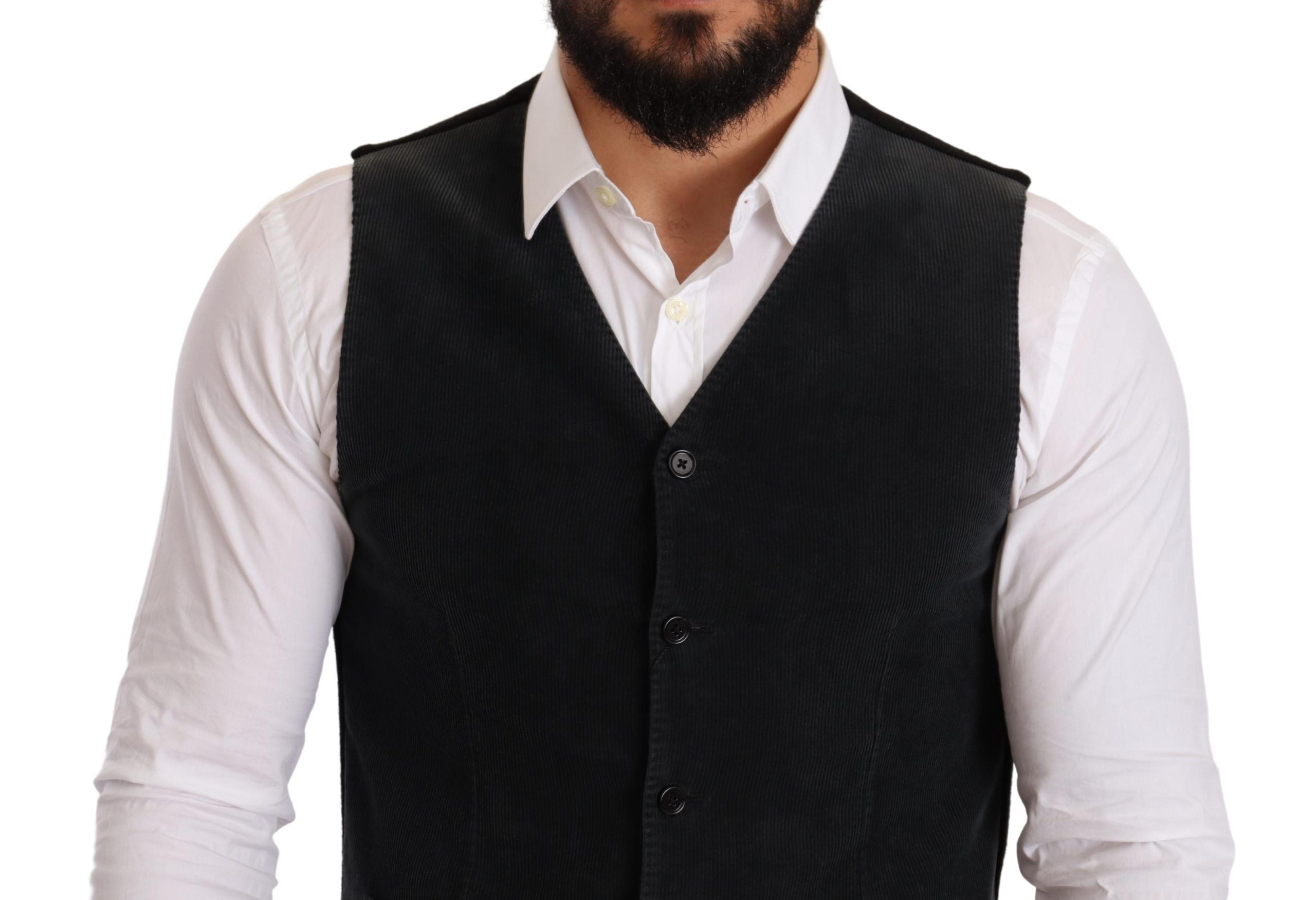 Vestă elegantă din bumbac negru Dolce &amp; Gabbana