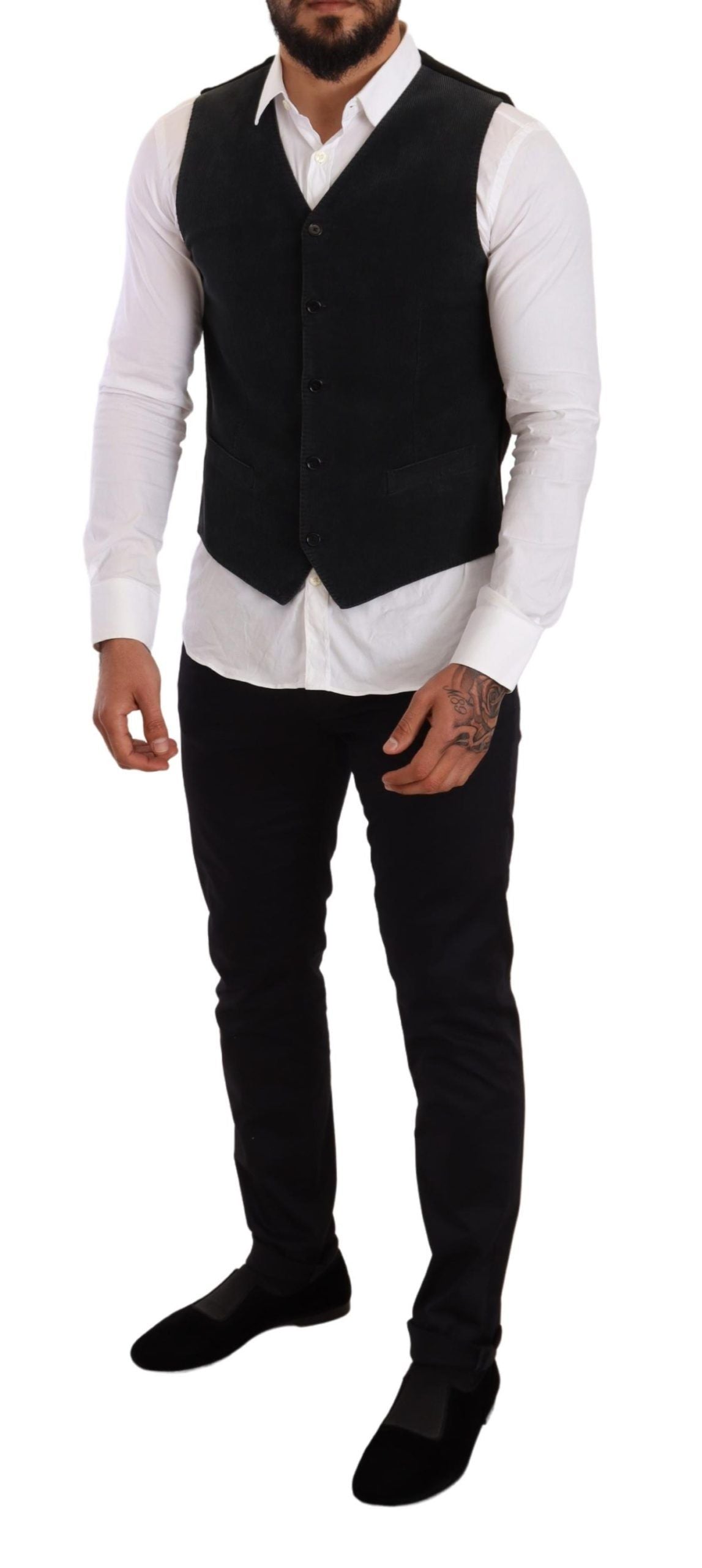 Vestă elegantă din bumbac negru Dolce &amp; Gabbana