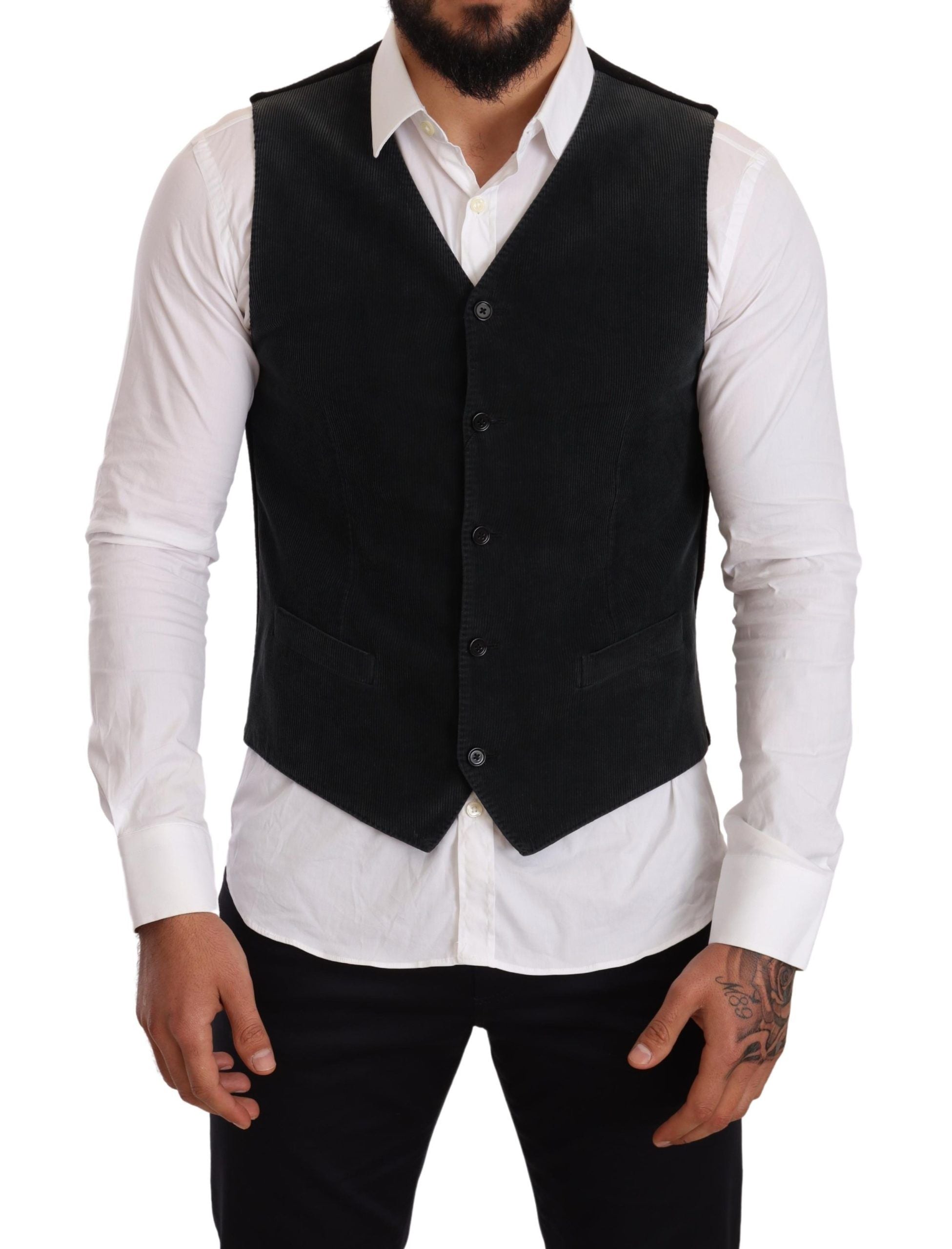 Vestă elegantă din bumbac negru Dolce &amp; Gabbana