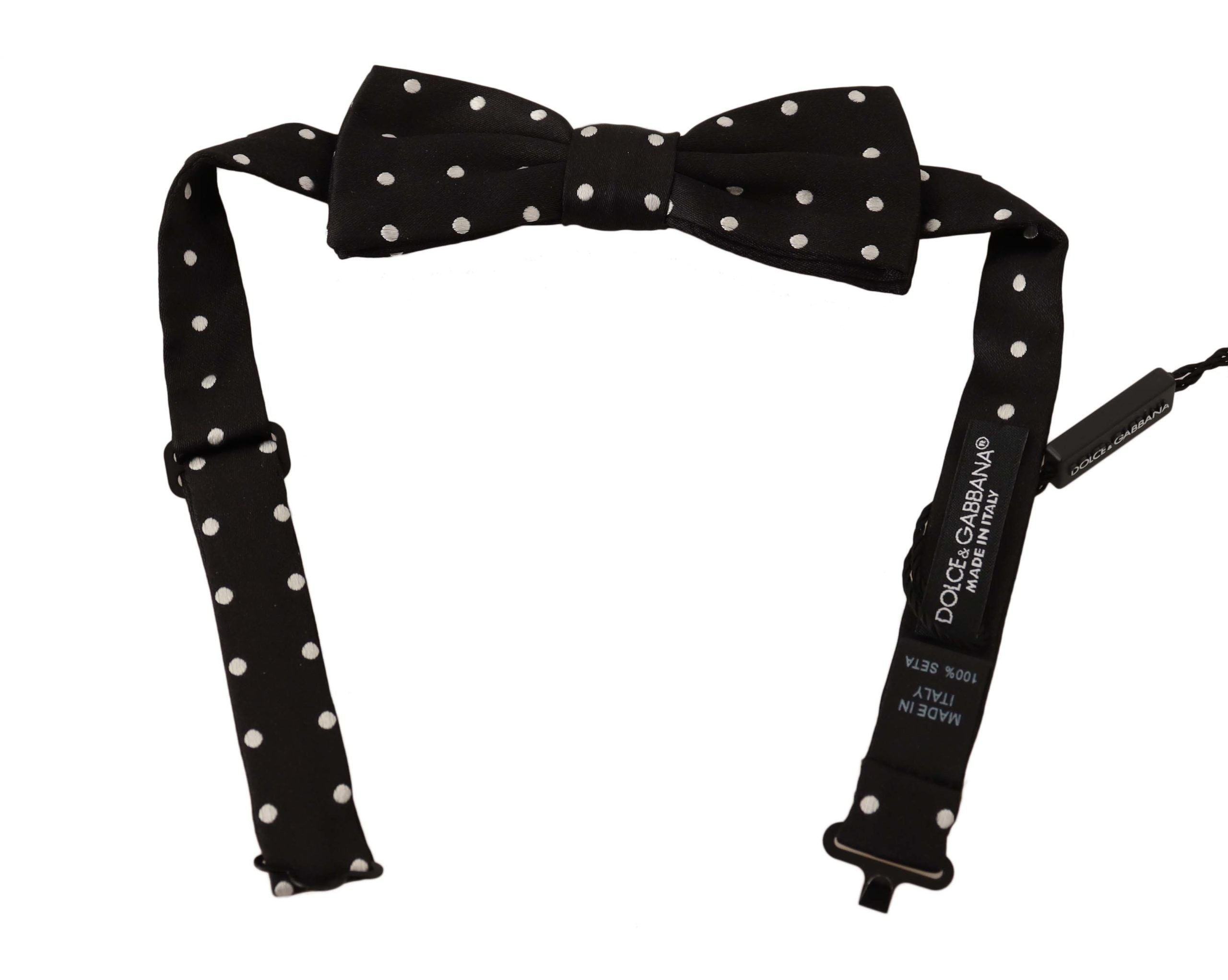Papion elegant din mătase cu buline negre Dolce &amp; Gabbana