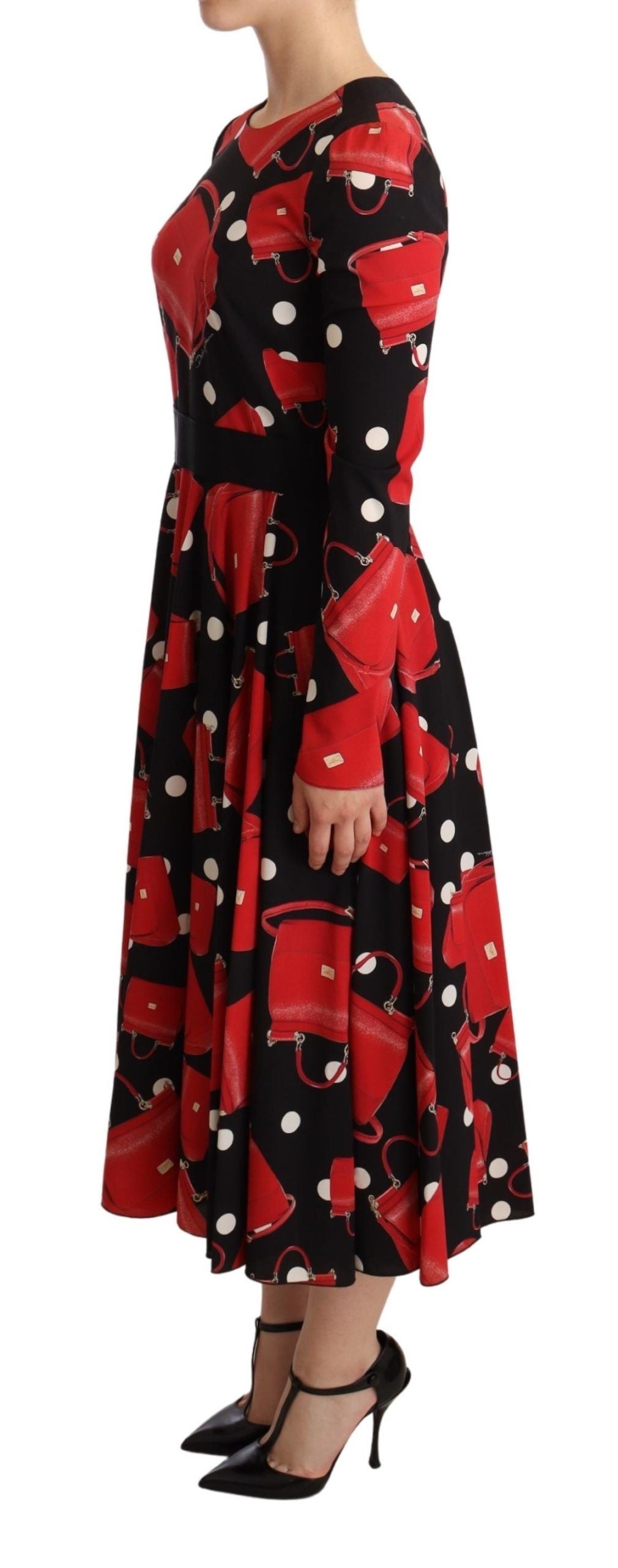 Rochie midi evazată elegantă cu imprimeu Sicily de la Dolce &amp; Gabbana