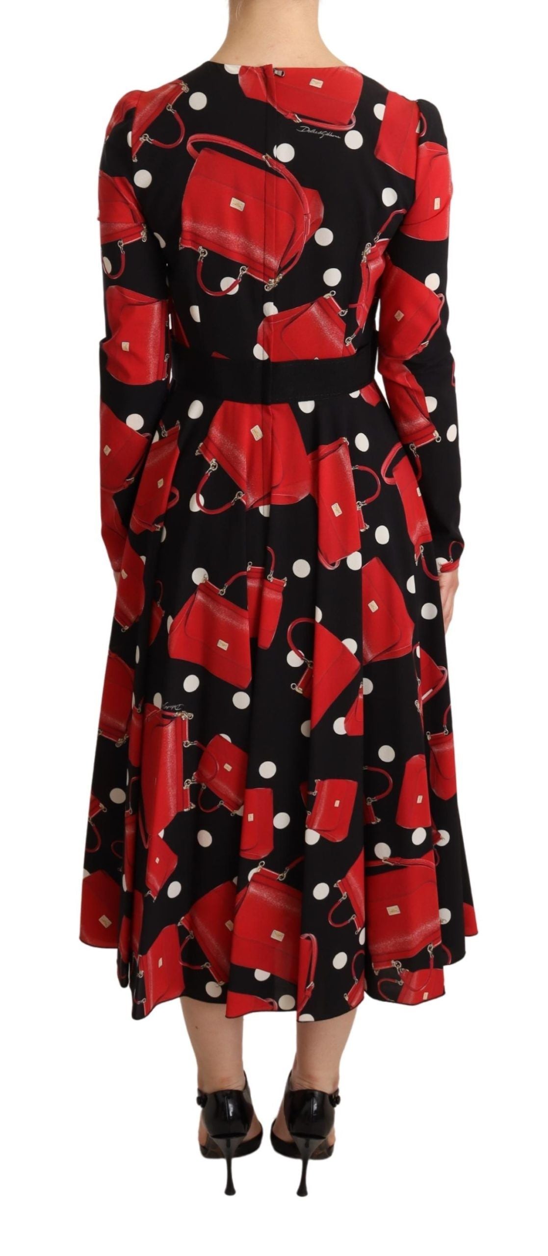 Rochie midi evazată elegantă cu imprimeu Sicily de la Dolce &amp; Gabbana
