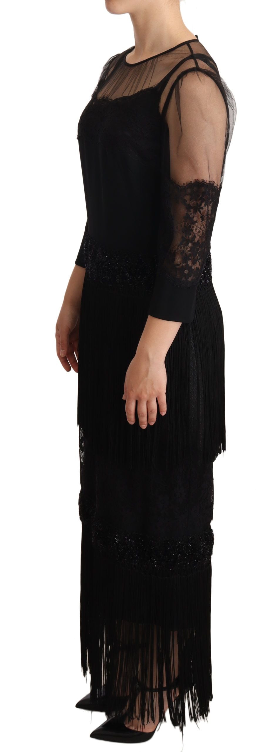 Rochie midi elegantă din dantelă Dolce &amp; Gabbana, neagră
