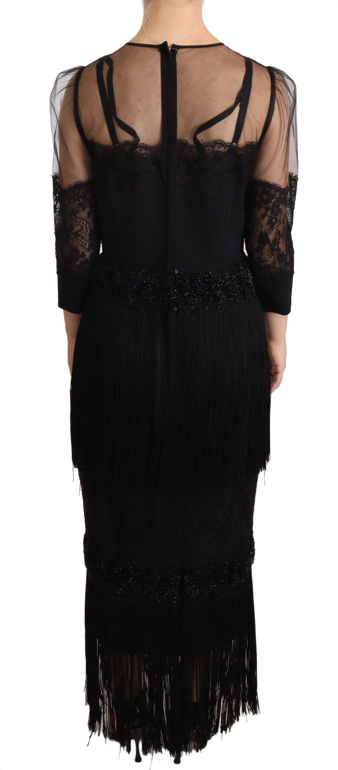 Rochie midi elegantă din dantelă Dolce &amp; Gabbana, neagră