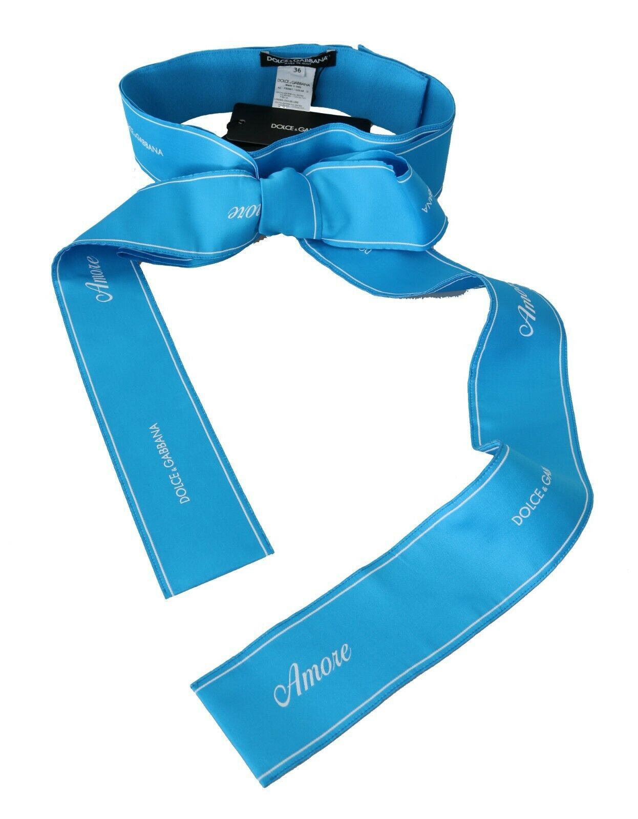 Dolce &amp; Gabbana Eleganter Taillengürtel mit Schleife und Druckknopf in Blau