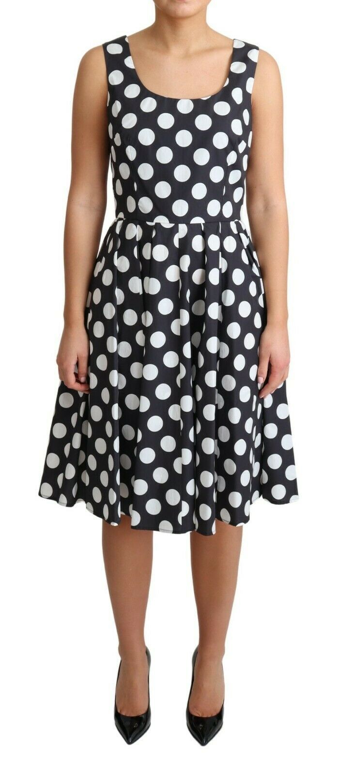 Rochie Dolce &amp; Gabbana cu buline, fără mâneci, în linie A