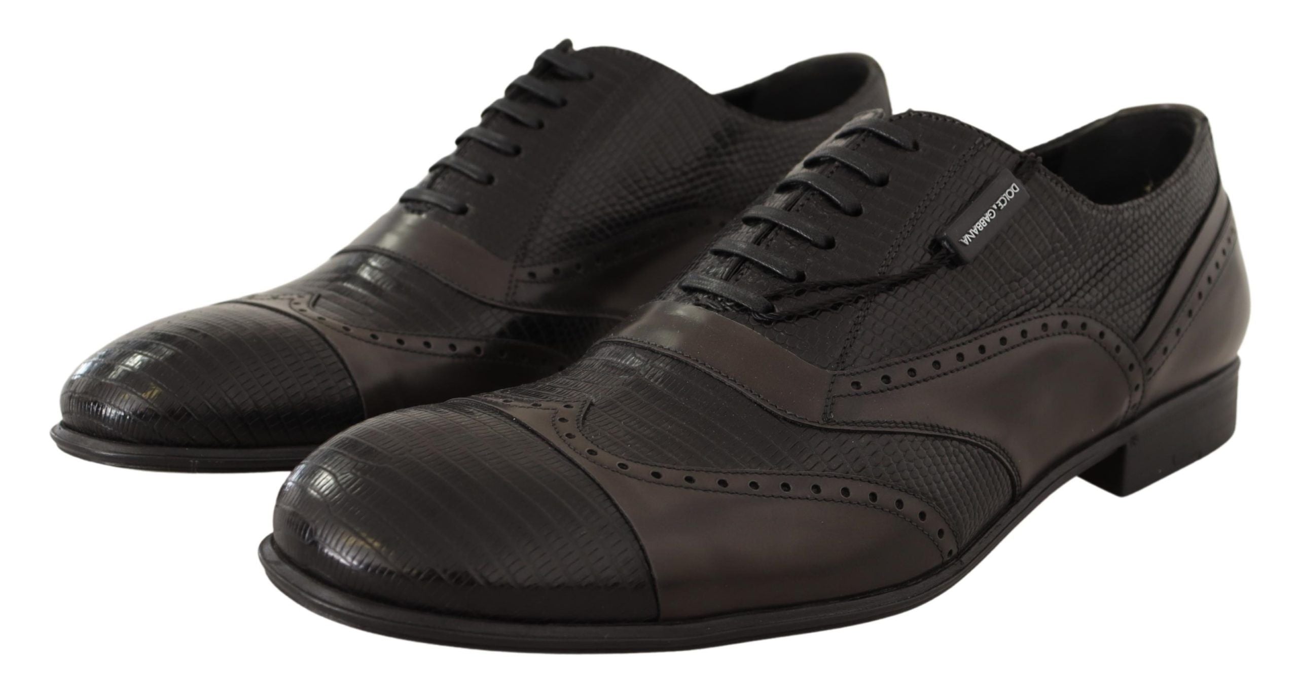 Dolce &amp; Gabbana – Elegante Oxford-Schuhe aus braunem Eidechsenleder