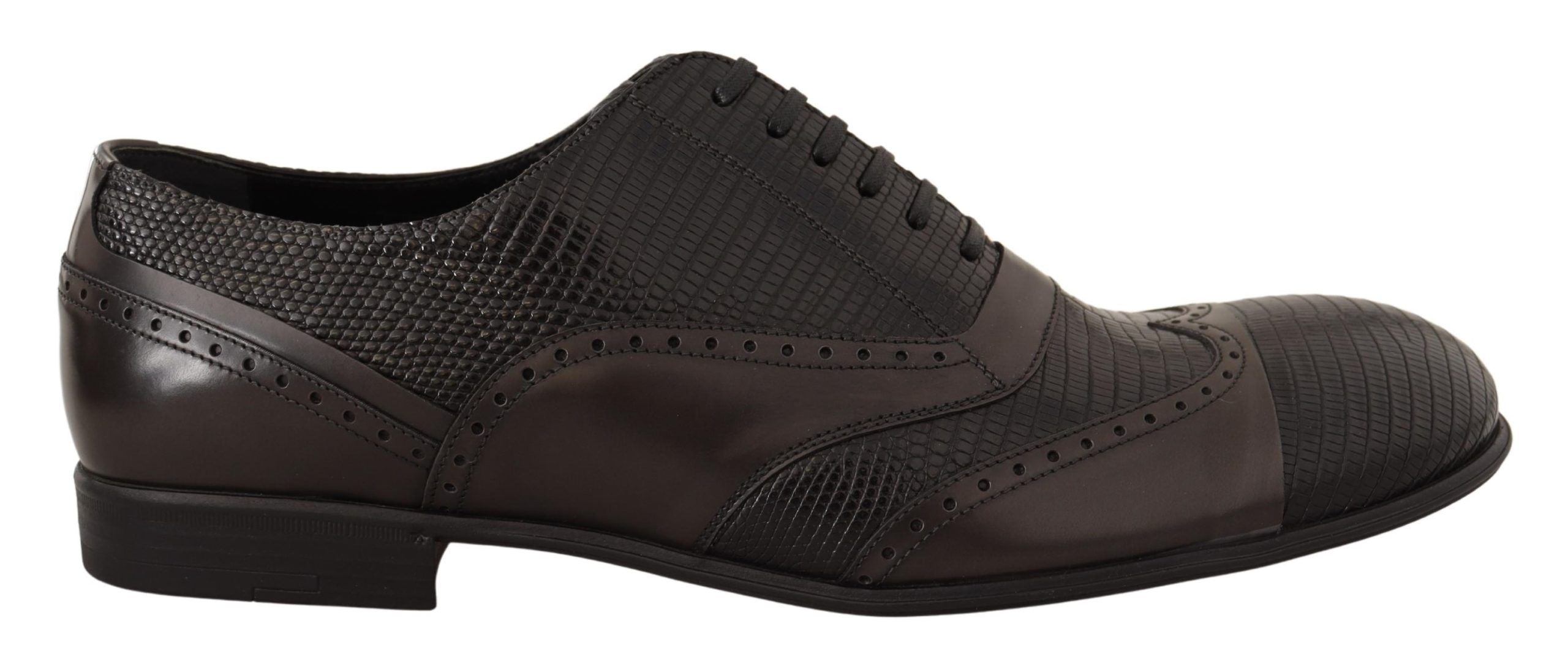 Dolce &amp; Gabbana – Elegante Oxford-Schuhe aus braunem Eidechsenleder