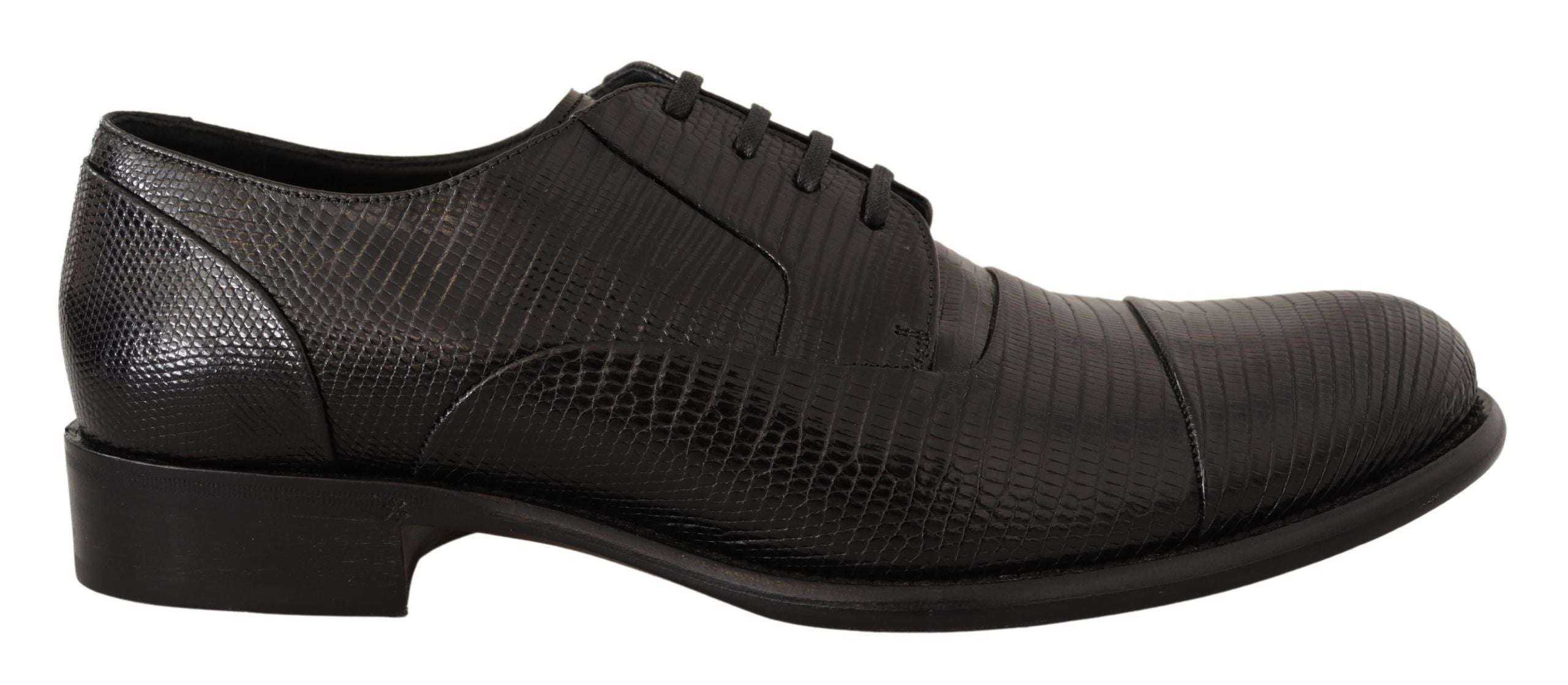 Dolce &amp; Gabbana – Elegante Derby-Schuhe aus schwarzem Eidechsenleder