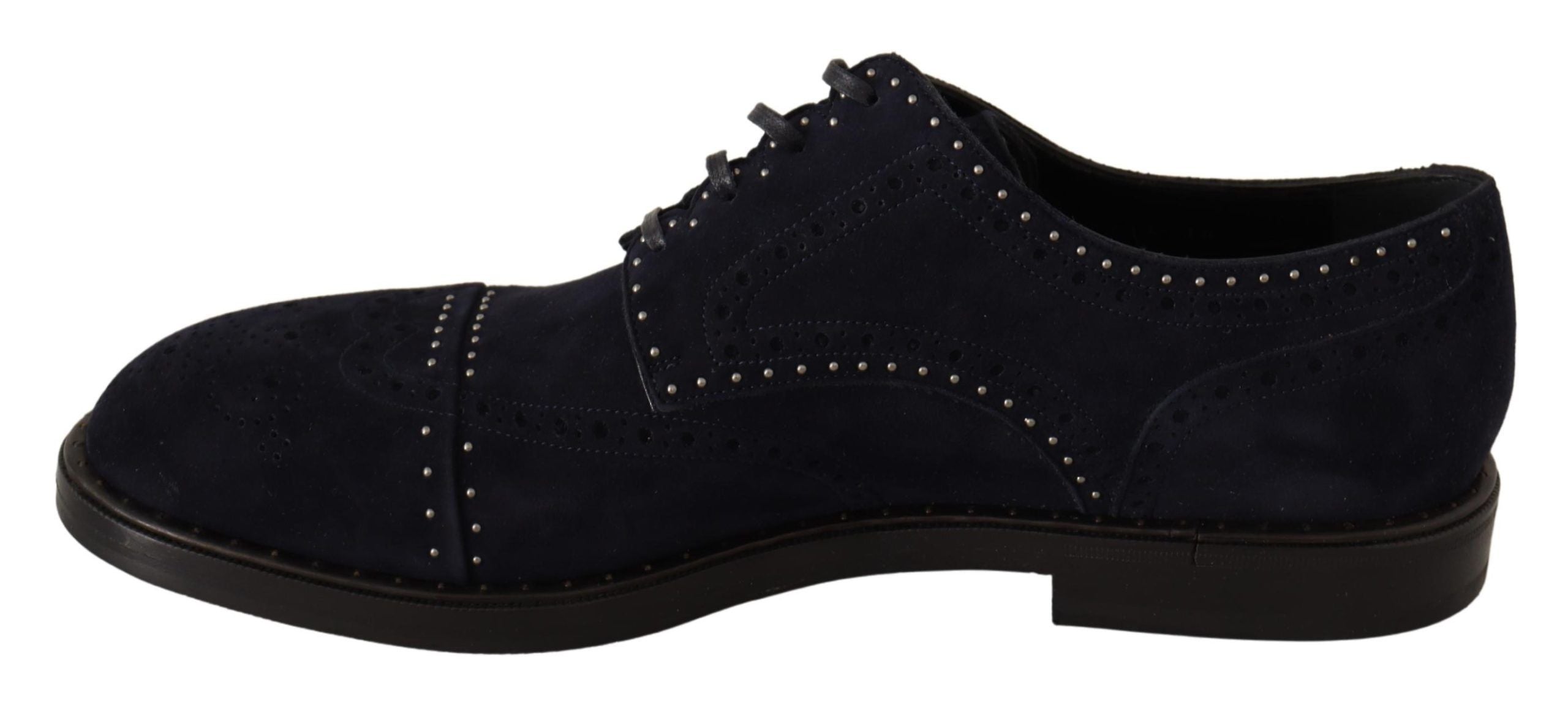 Dolce &amp; Gabbana Elegante Wildleder-Derby-Schuhe mit silbernen Nieten
