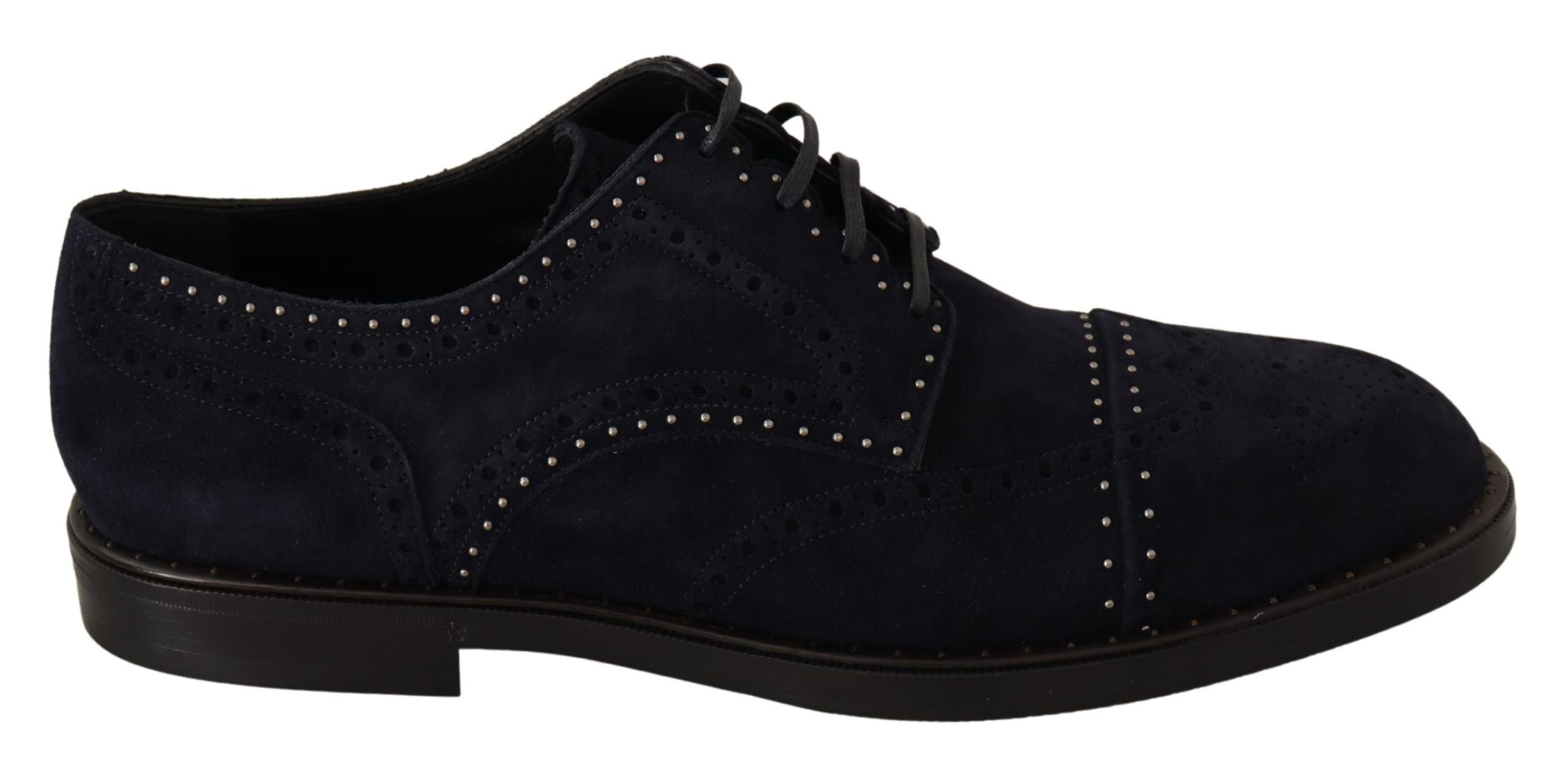 Dolce &amp; Gabbana Elegante Wildleder-Derby-Schuhe mit silbernen Nieten