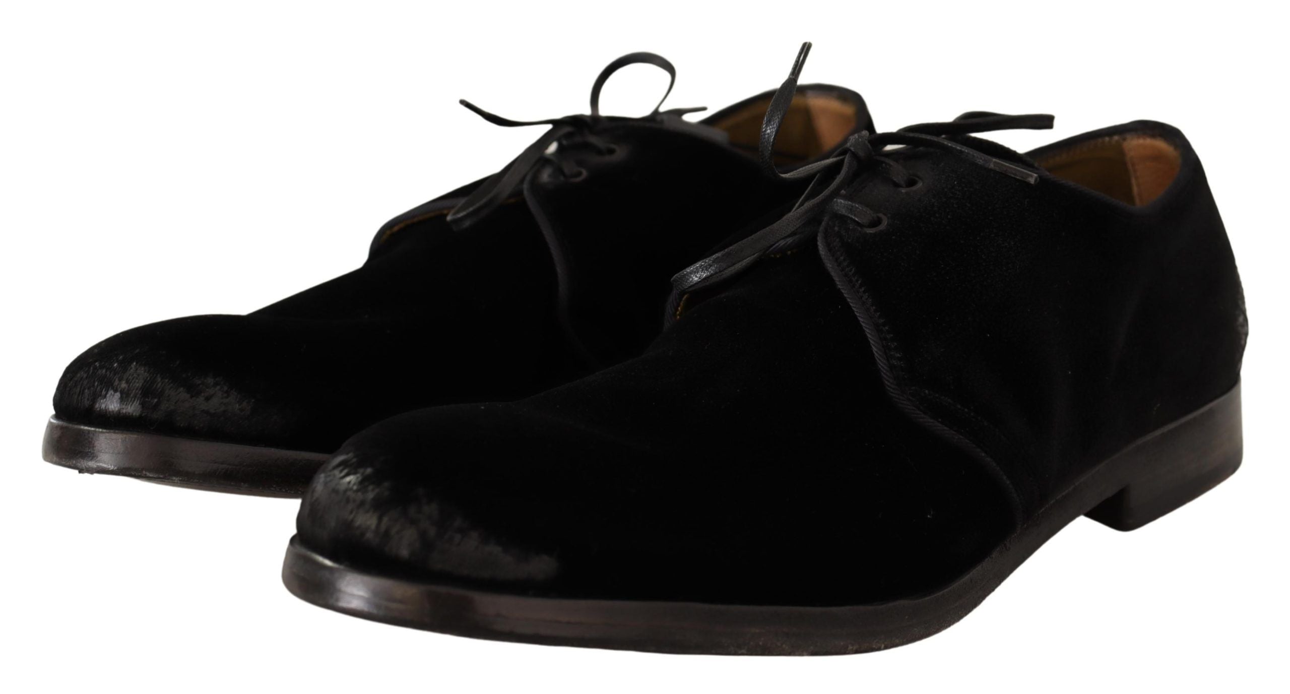 Dolce &amp; Gabbana Elegante Derby-Schuhe aus schwarzem Samt