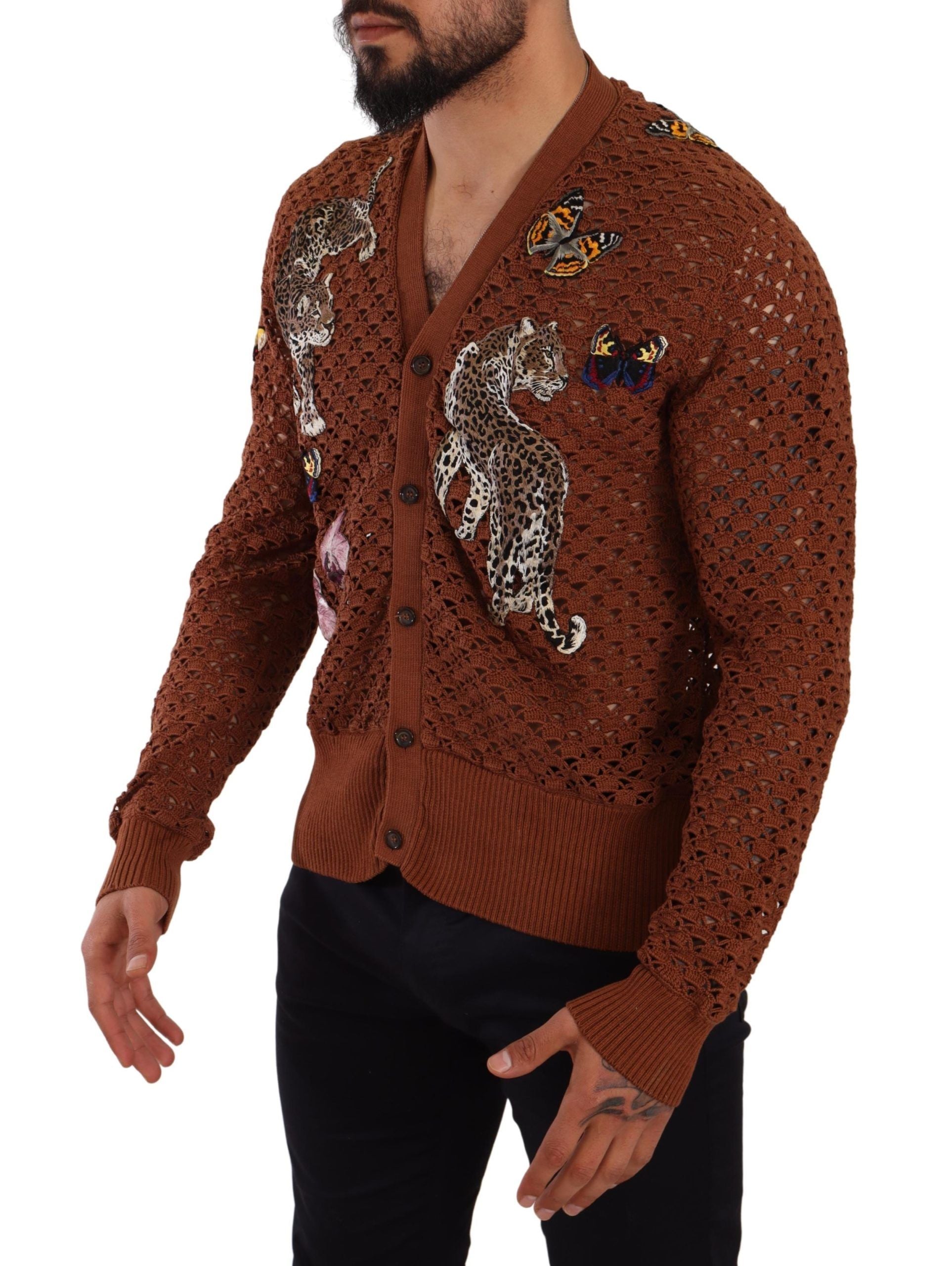 Cardigan Dolce &amp; Gabbana Refined Elegance cu broderie multicoloră