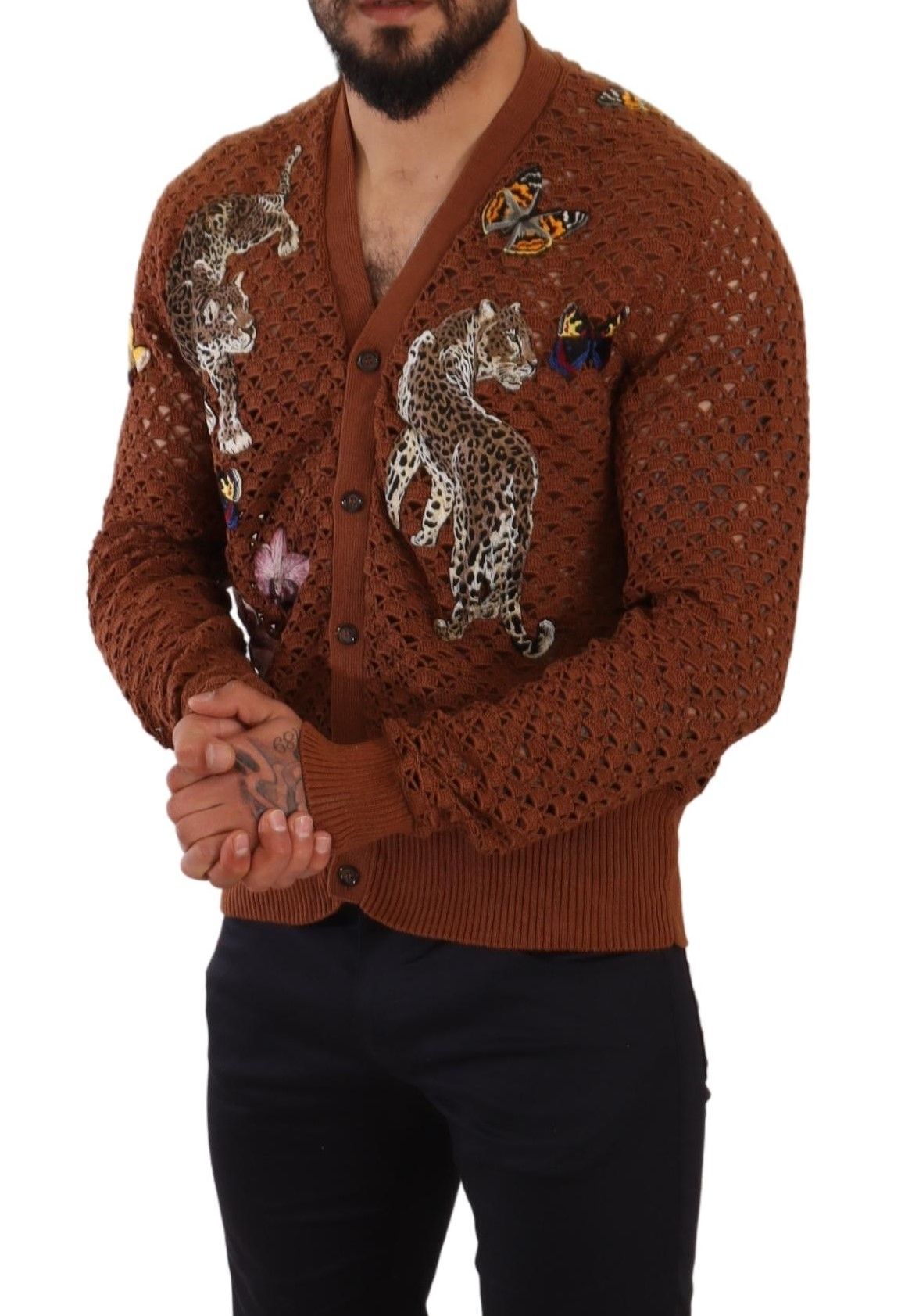Cardigan Dolce &amp; Gabbana Refined Elegance cu broderie multicoloră