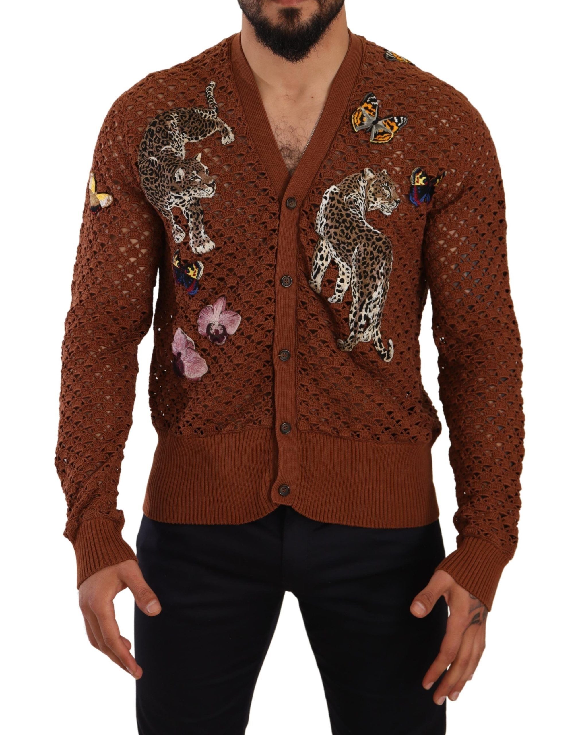 Cardigan Dolce &amp; Gabbana Refined Elegance cu broderie multicoloră