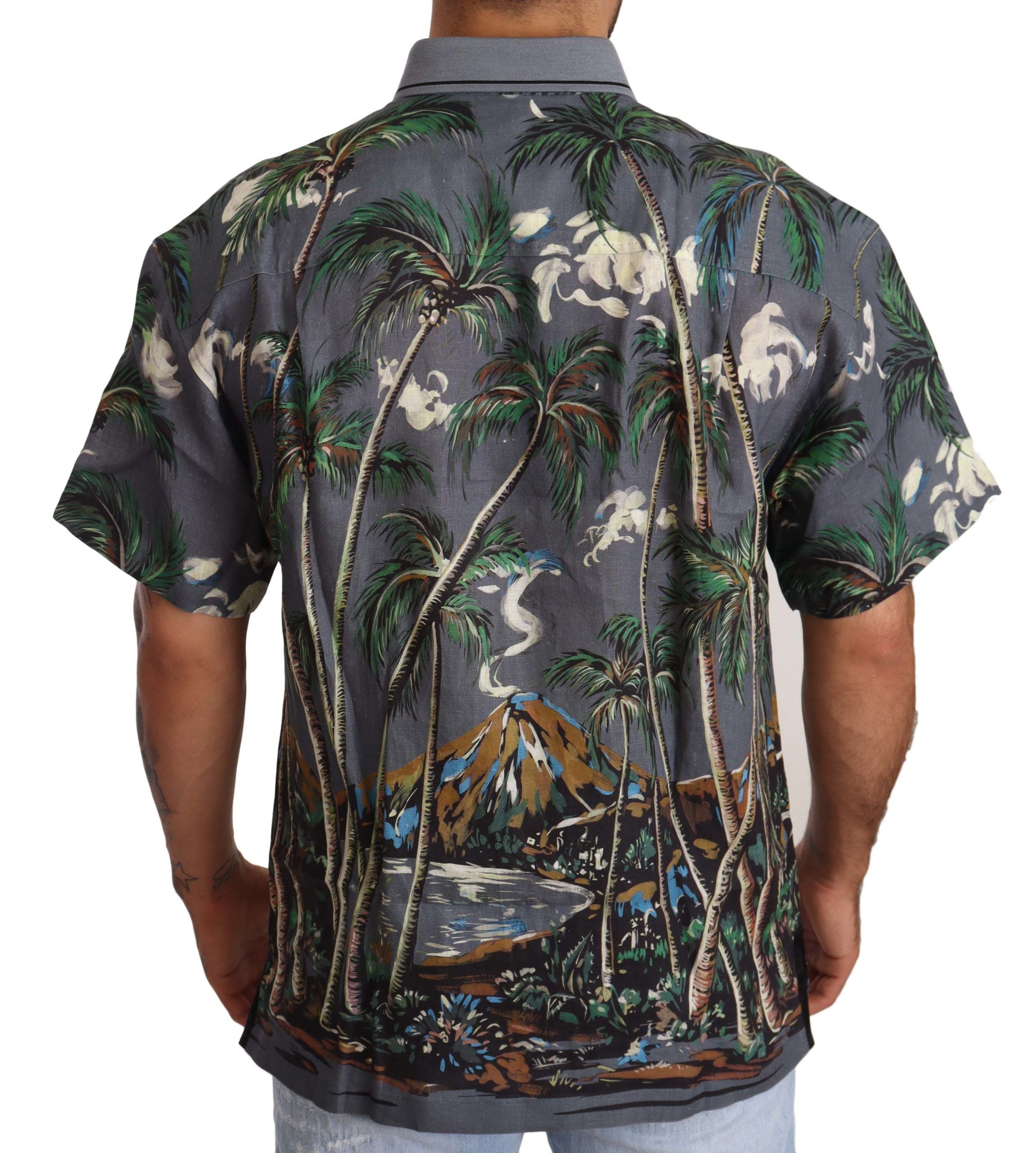 Dolce &amp; Gabbana Tropical Elegance Leinen-Seide Herrenhemd