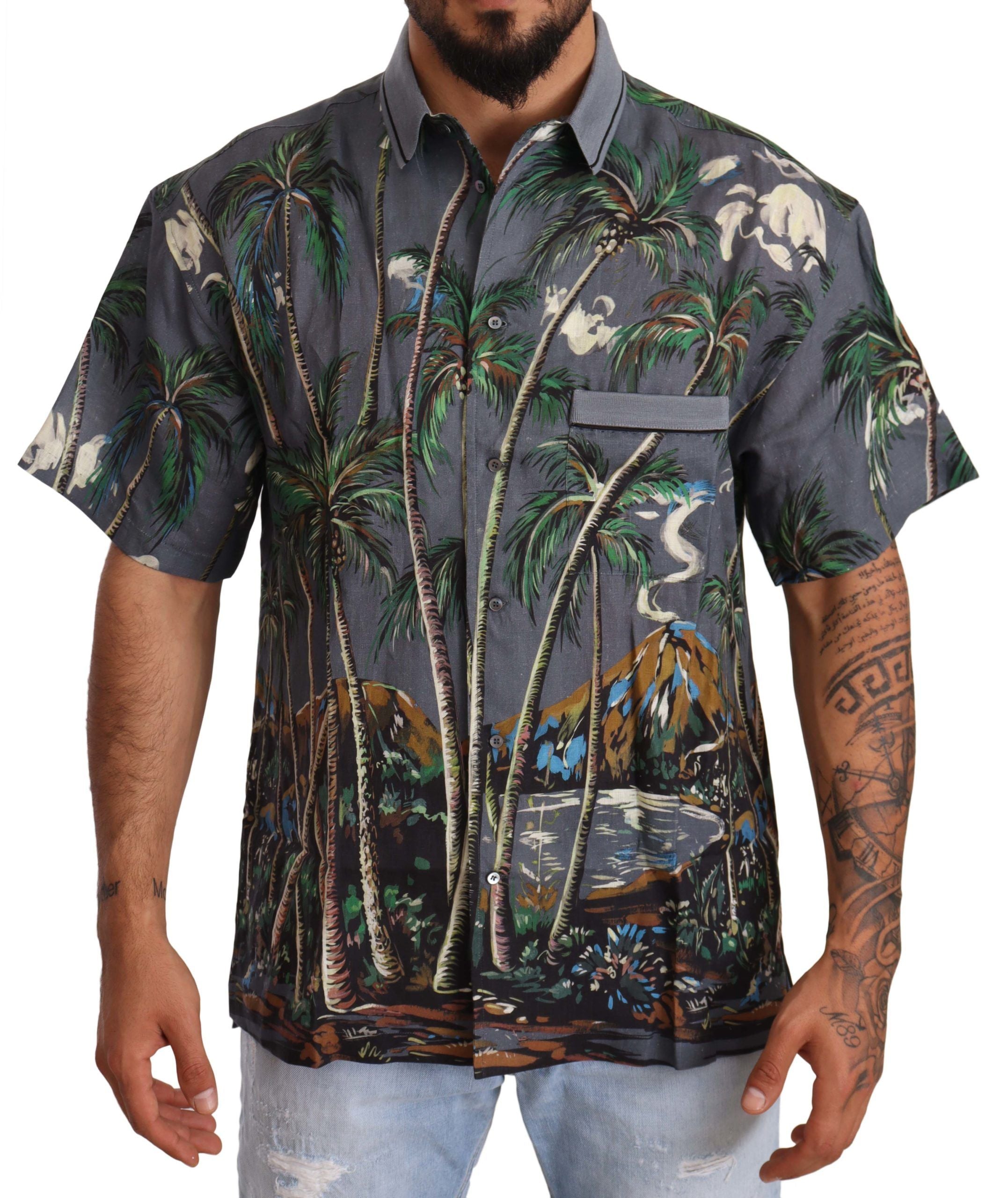 Dolce &amp; Gabbana Tropical Elegance Leinen-Seide Herrenhemd