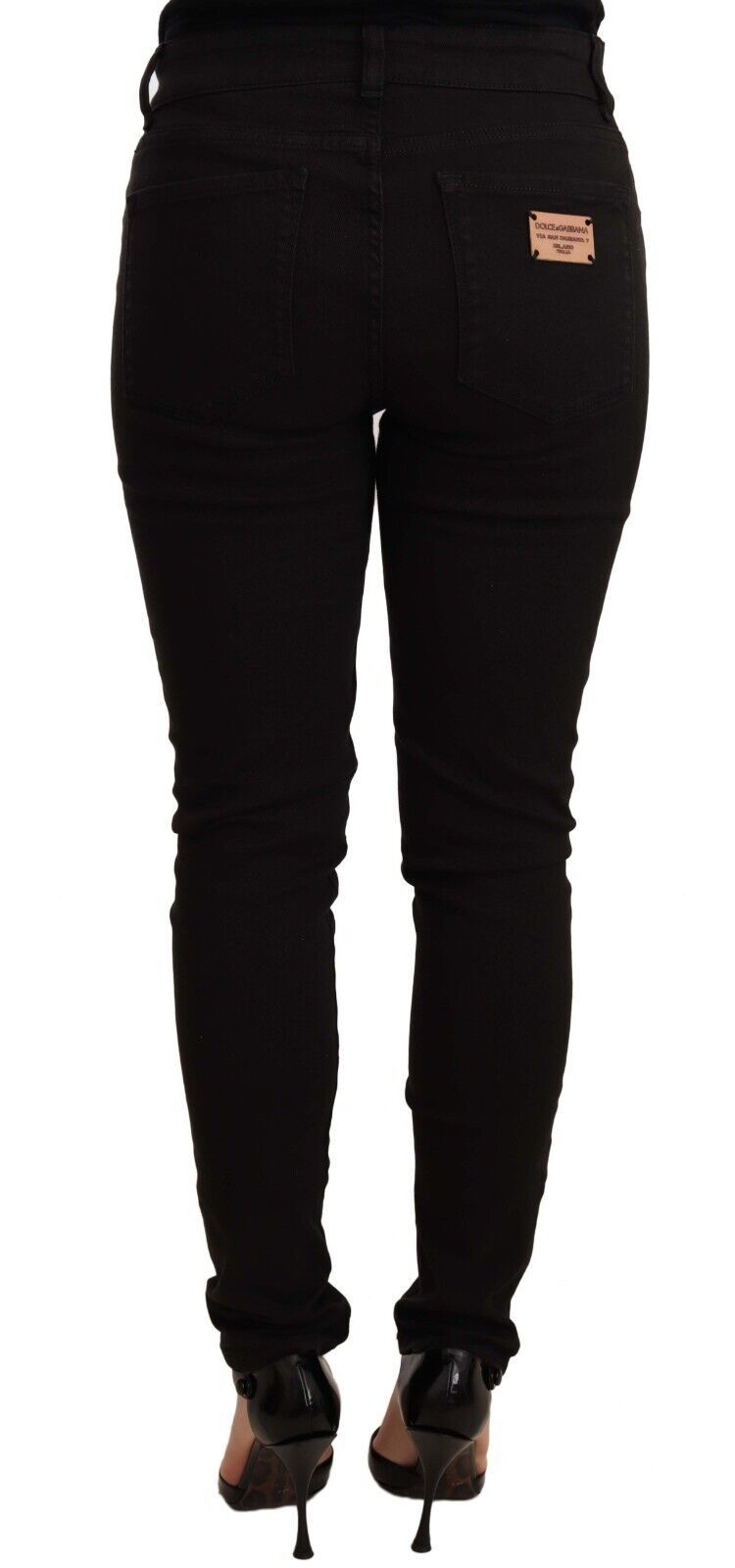 Dolce &amp; Gabbana Schicke schwarze Skinny-Jeans mit mittlerer Taille