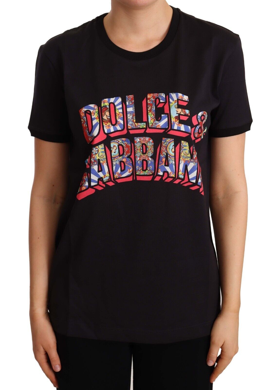 Dolce &amp; Gabbana Elegantes schwarzes Baumwoll-Logo-T-Shirt