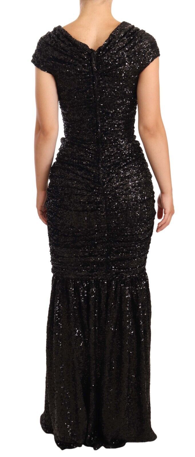 Rochie elegantă neagră cu paiete Dolce &amp; Gabbana, cu umeri deschiși