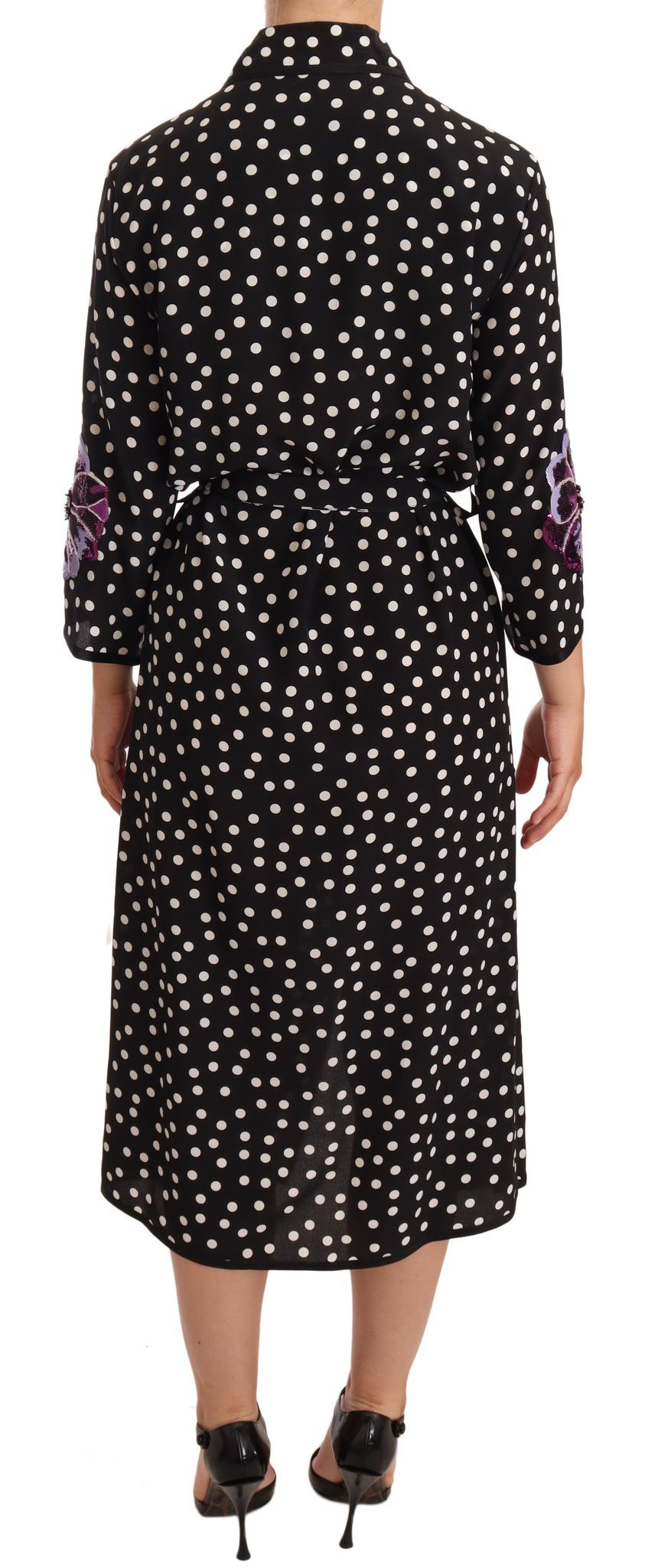 Rochie midi elegantă din mătase cu buline și paiete Dolce &amp; Gabbana