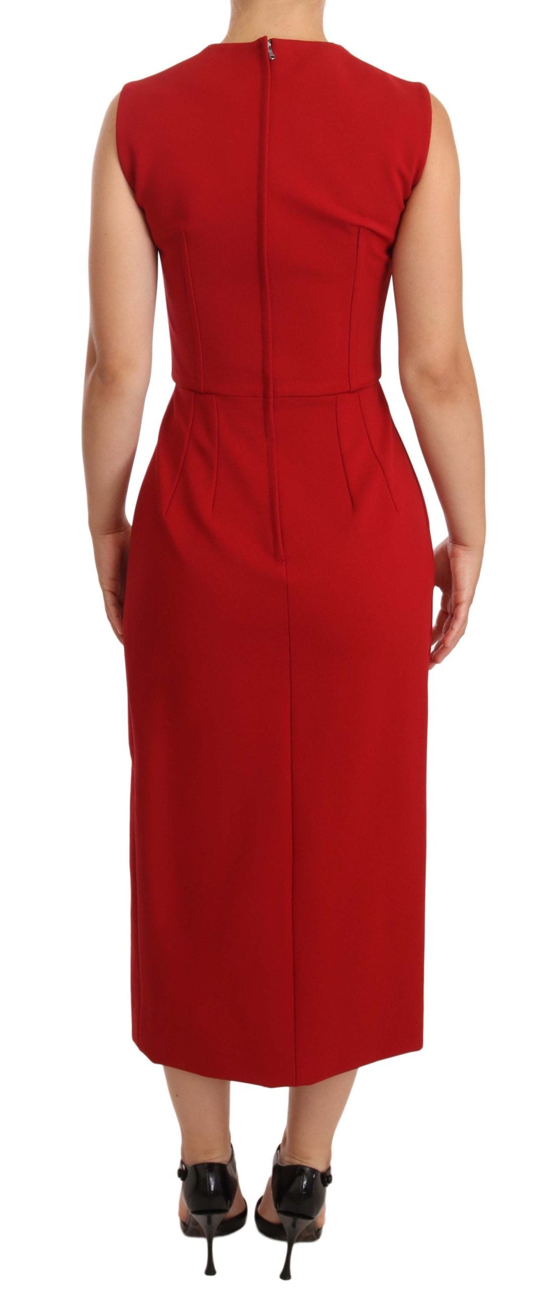 Dolce &amp; Gabbana – Elegantes Midikleid mit Herzausschnitt in Rot