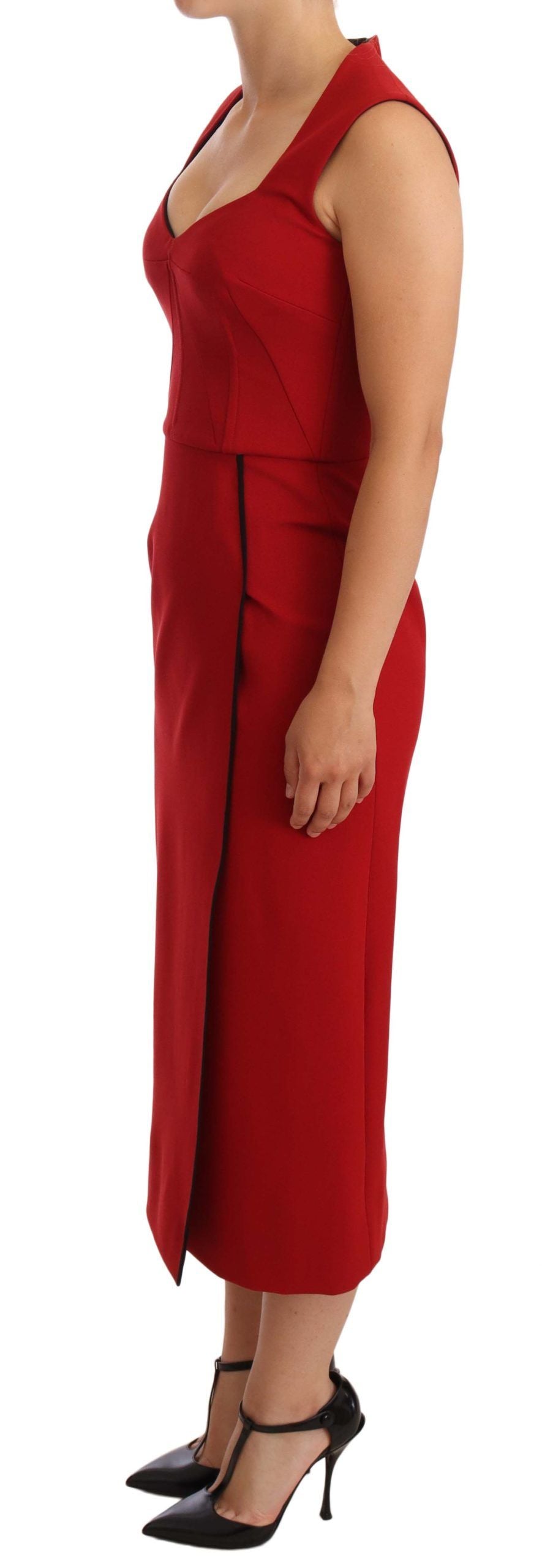 Dolce &amp; Gabbana – Elegantes Midikleid mit Herzausschnitt in Rot