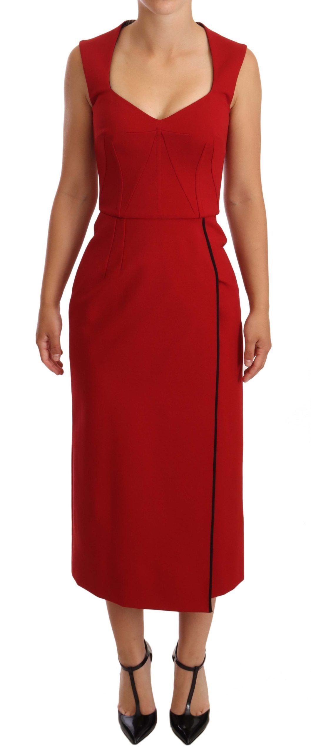 Rochie midi elegantă Dolce &amp; Gabbana cu imprimeu inimă, roșie