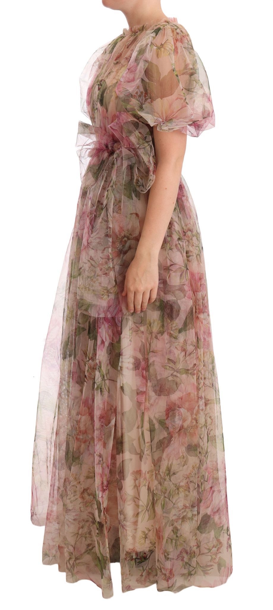 Rochie maxi din nailon cu imprimeu floral Dolce &amp; Gabbana