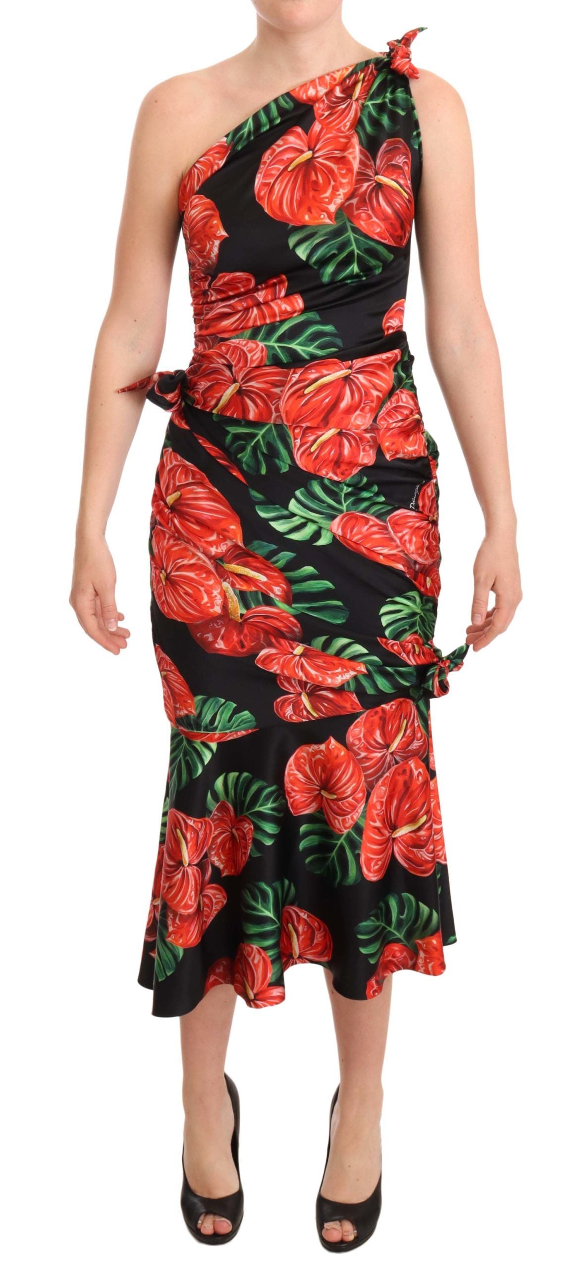 Rochie elegantă drapată din mătase florală Dolce &amp; Gabbana