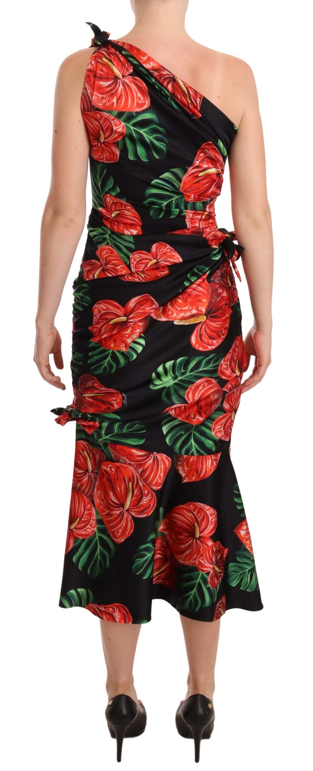 Rochie elegantă drapată din mătase florală Dolce &amp; Gabbana