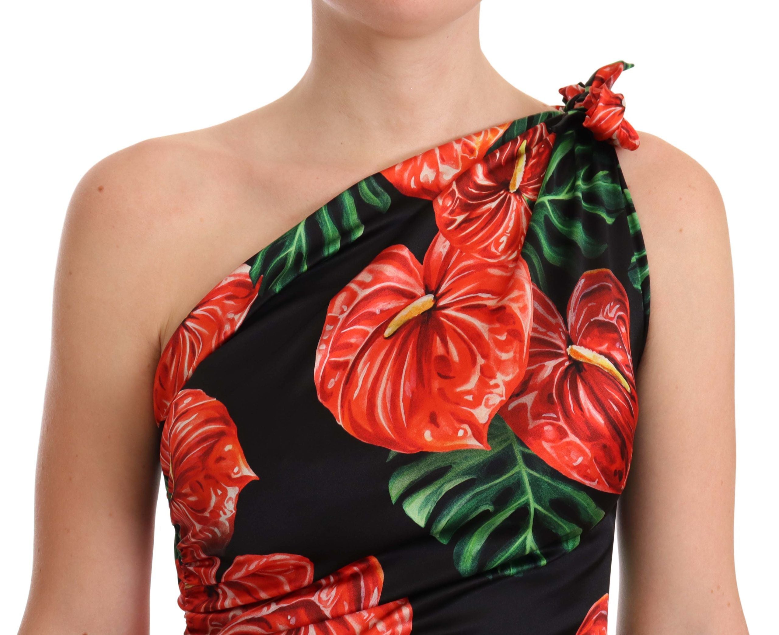 Rochie elegantă drapată din mătase florală Dolce &amp; Gabbana