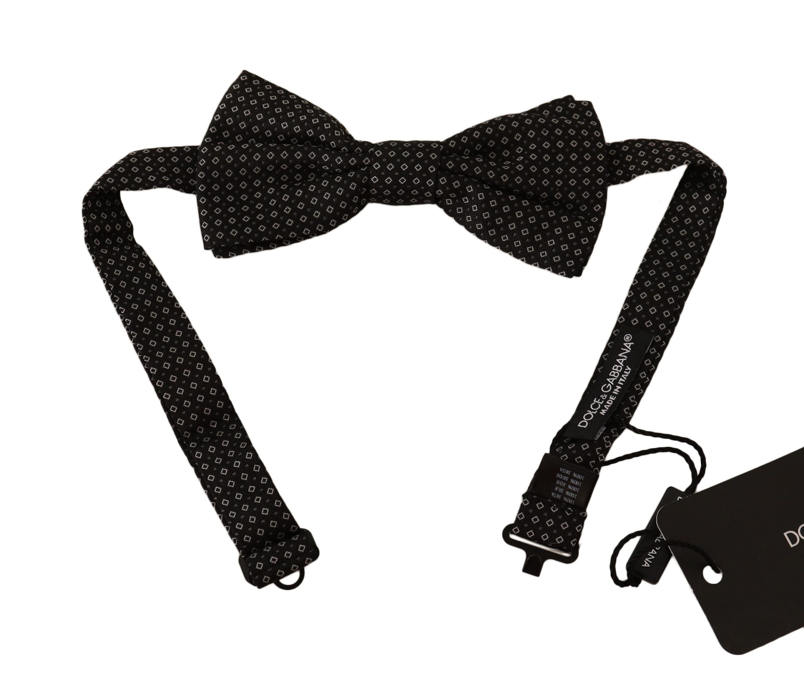 Papion elegant din mătase cu model negru Dolce &amp; Gabbana