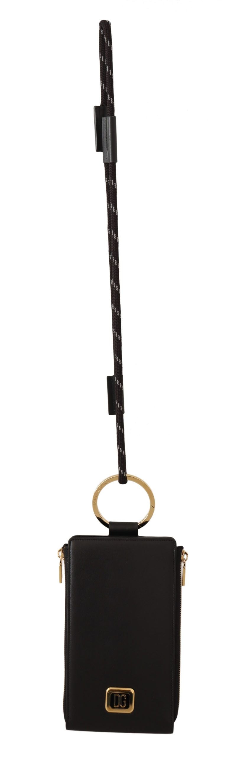 Portofel elegant Dolce &amp; Gabbana din piele neagră cu curea