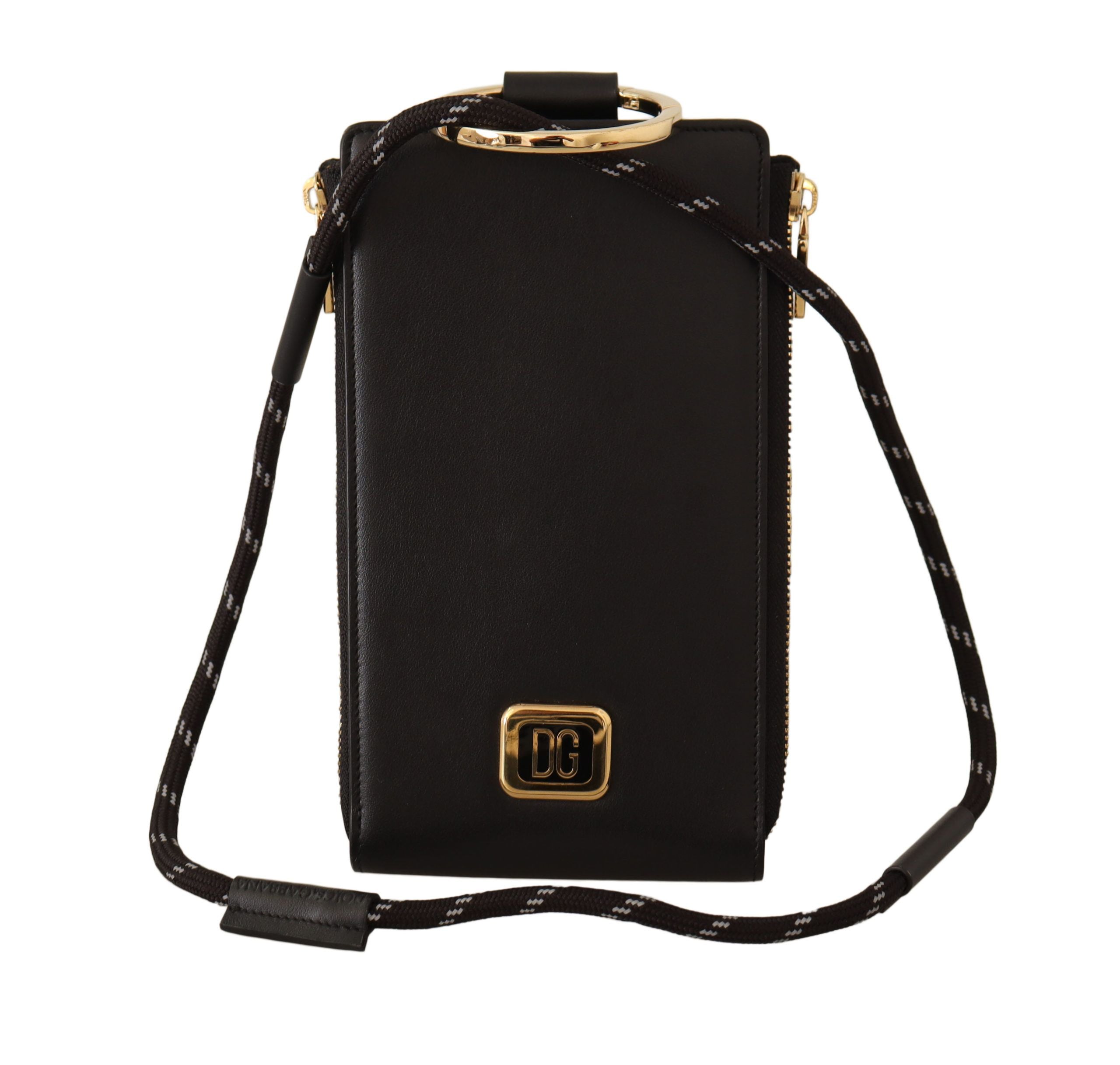 Portofel elegant Dolce &amp; Gabbana din piele neagră cu curea