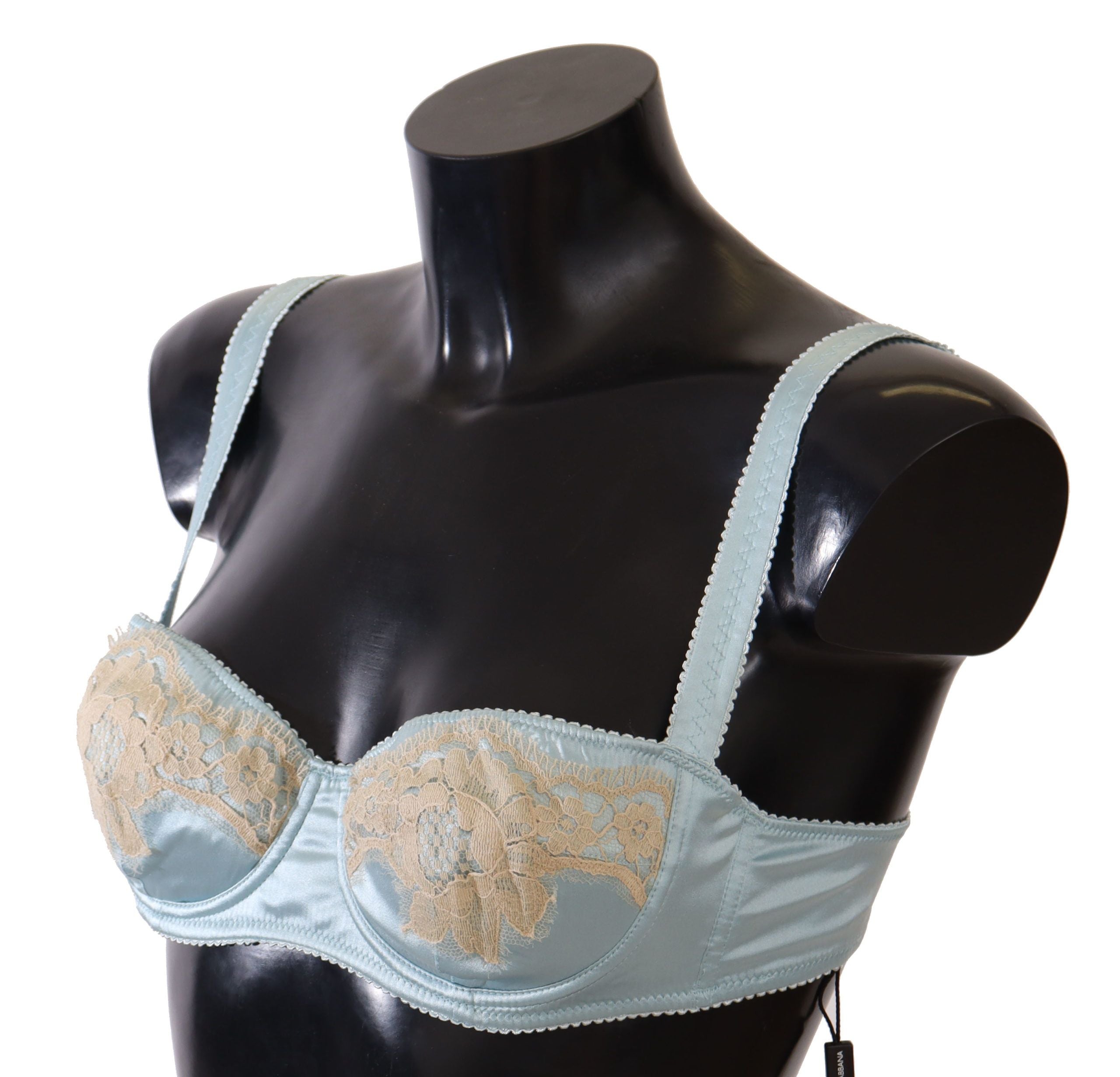 Dolce &amp; Gabbana – Eleganter Balconette-BH aus Seidenmischung in Hellblau
