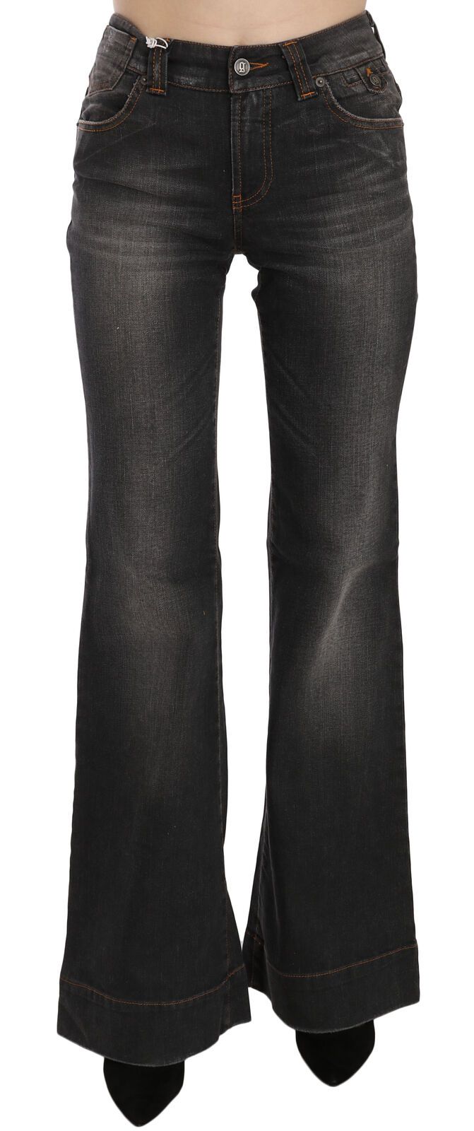 Dolce &amp; Gabbana – Svelte – Ausgestellter schwarzer Denim mit mittlerer Taille