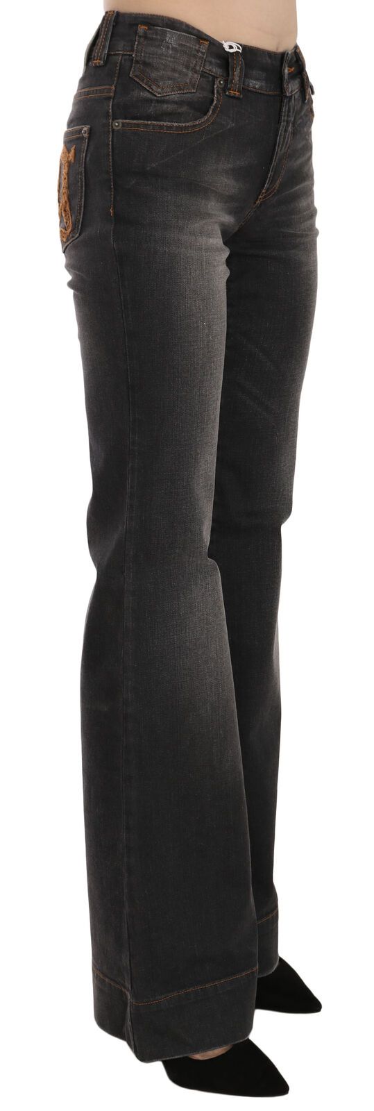 Dolce &amp; Gabbana – Svelte – Ausgestellter schwarzer Denim mit mittlerer Taille