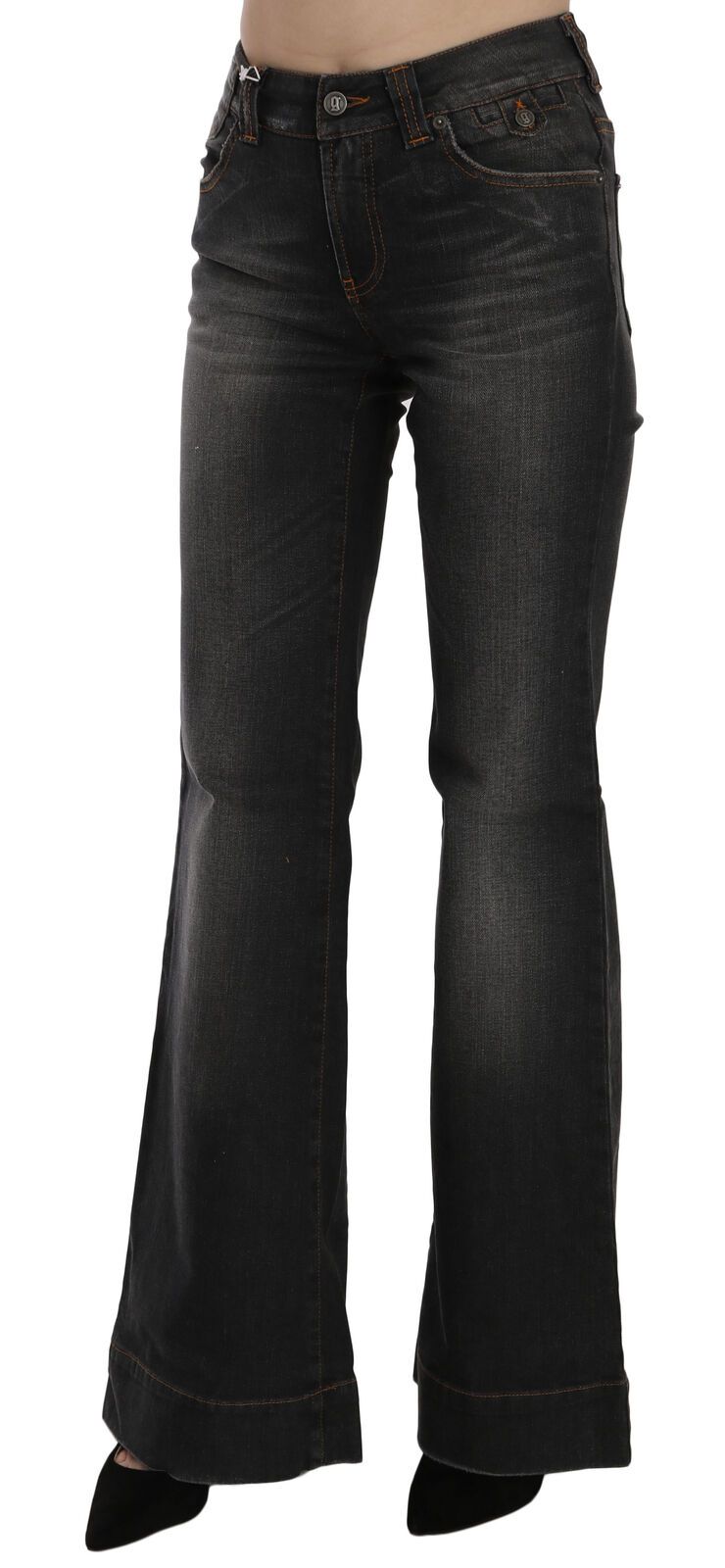 Dolce &amp; Gabbana – Svelte – Ausgestellter schwarzer Denim mit mittlerer Taille