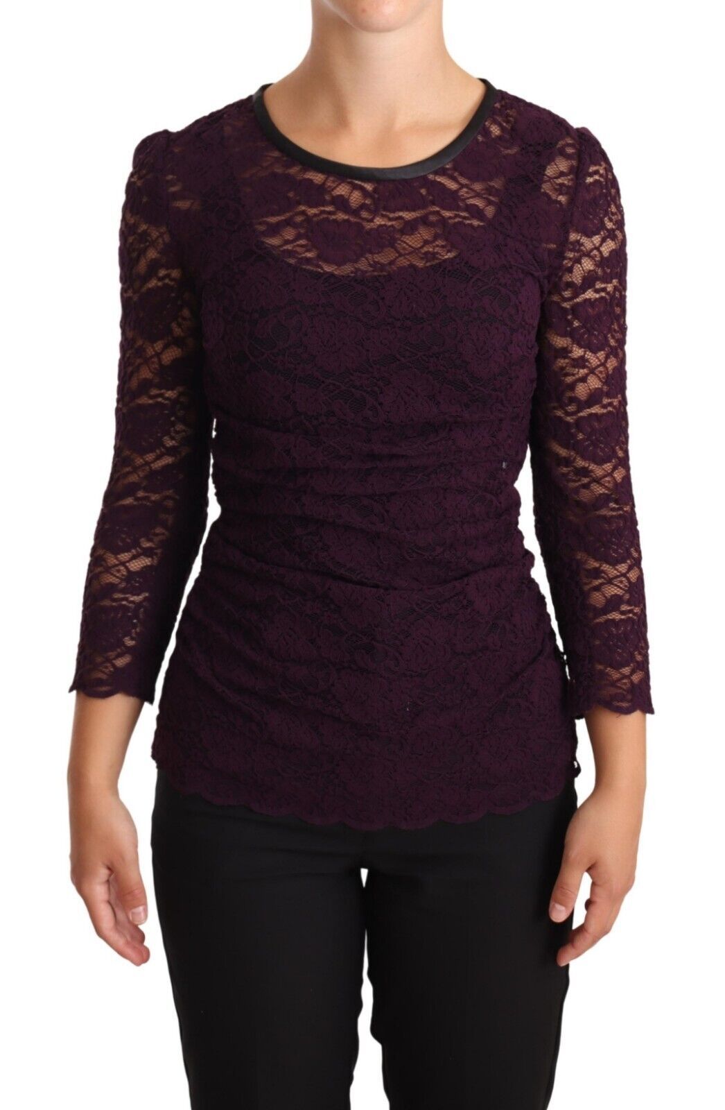 Dolce &amp; Gabbana – Elegante Bluse mit langen Ärmeln aus transparenter Spitze