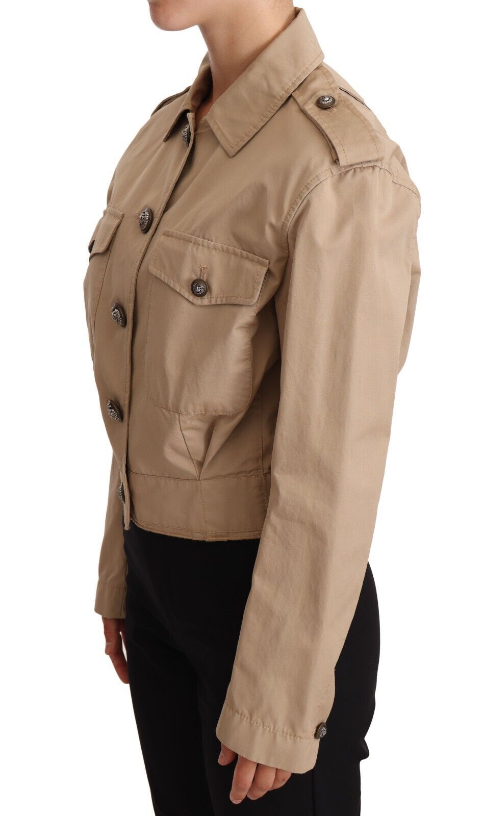 Dolce &amp; Gabbana Elegante kurze Baumwolljacke in Beige