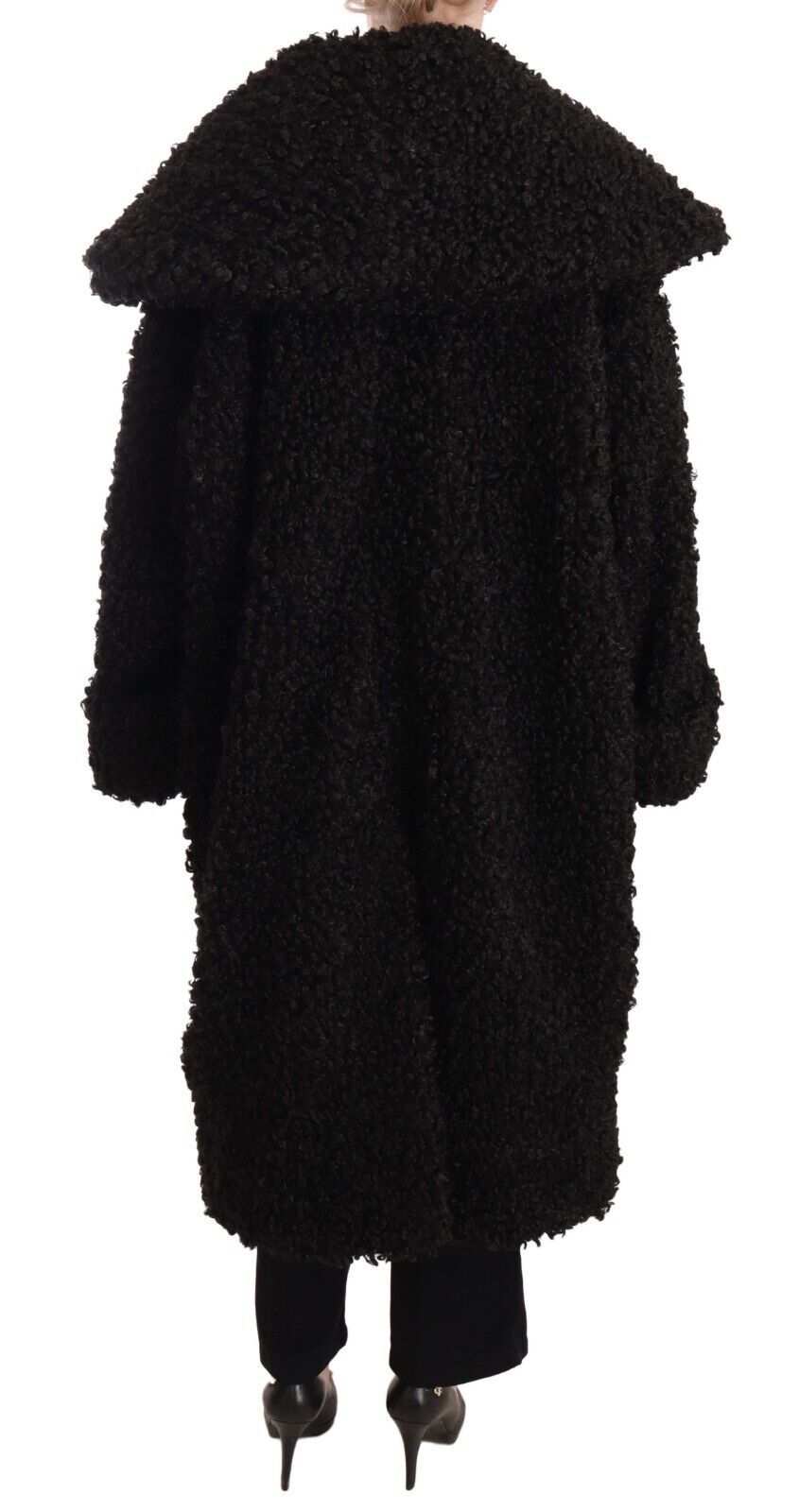 Trench elegant cu blană neagră Dolce &amp; Gabbana