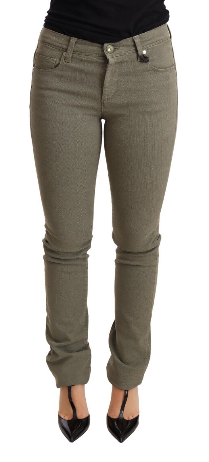 Ermanno Scervino – Schicke, grüne Skinny-Jeans mit niedriger Taille