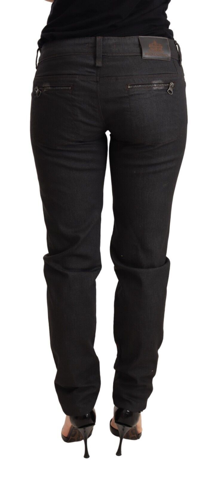 Blugi skinny Ermanno Scervino Chic negri cu talie joasă